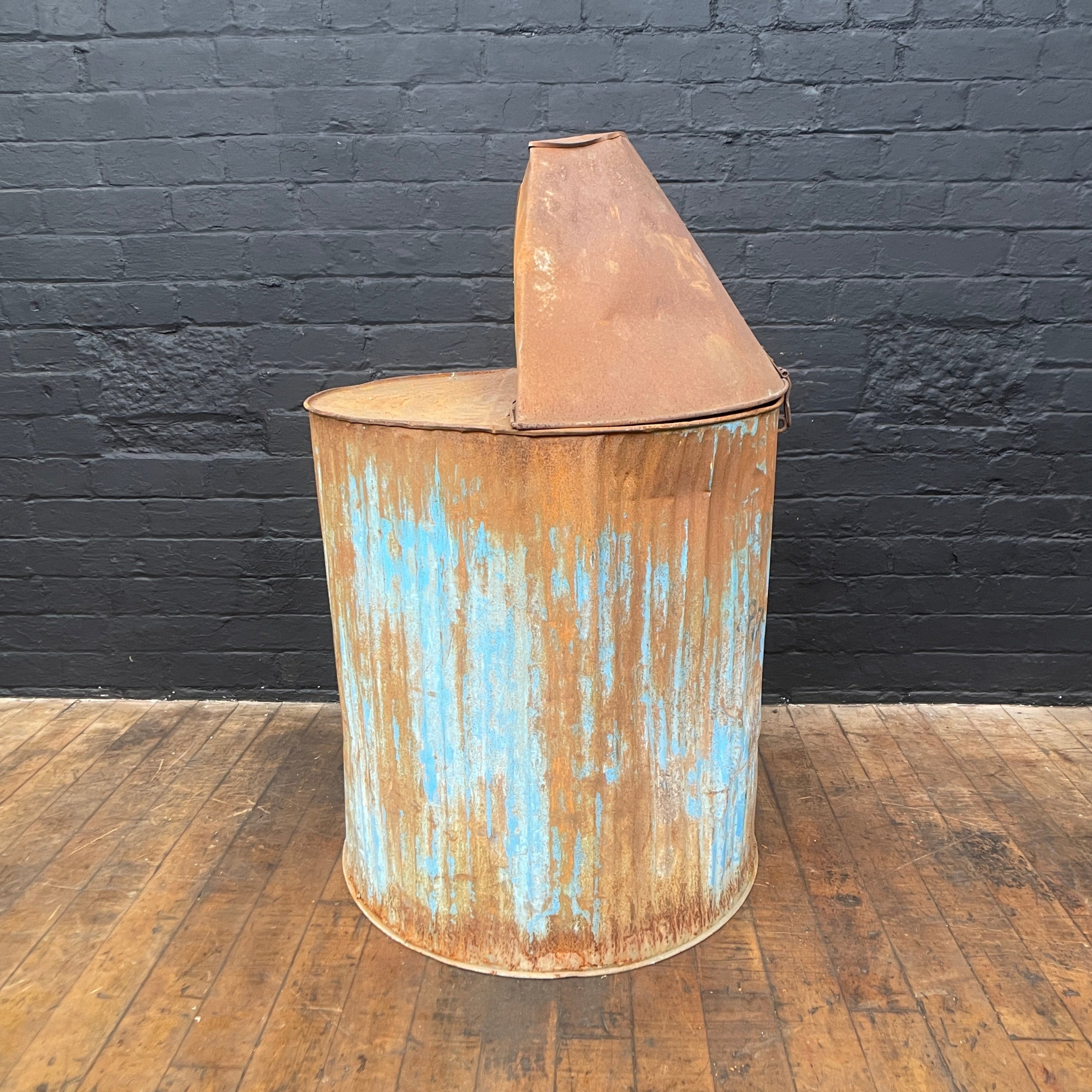 Industrial powerhouse props prop rental hire vintage movie film set dec blue ribbed bin
