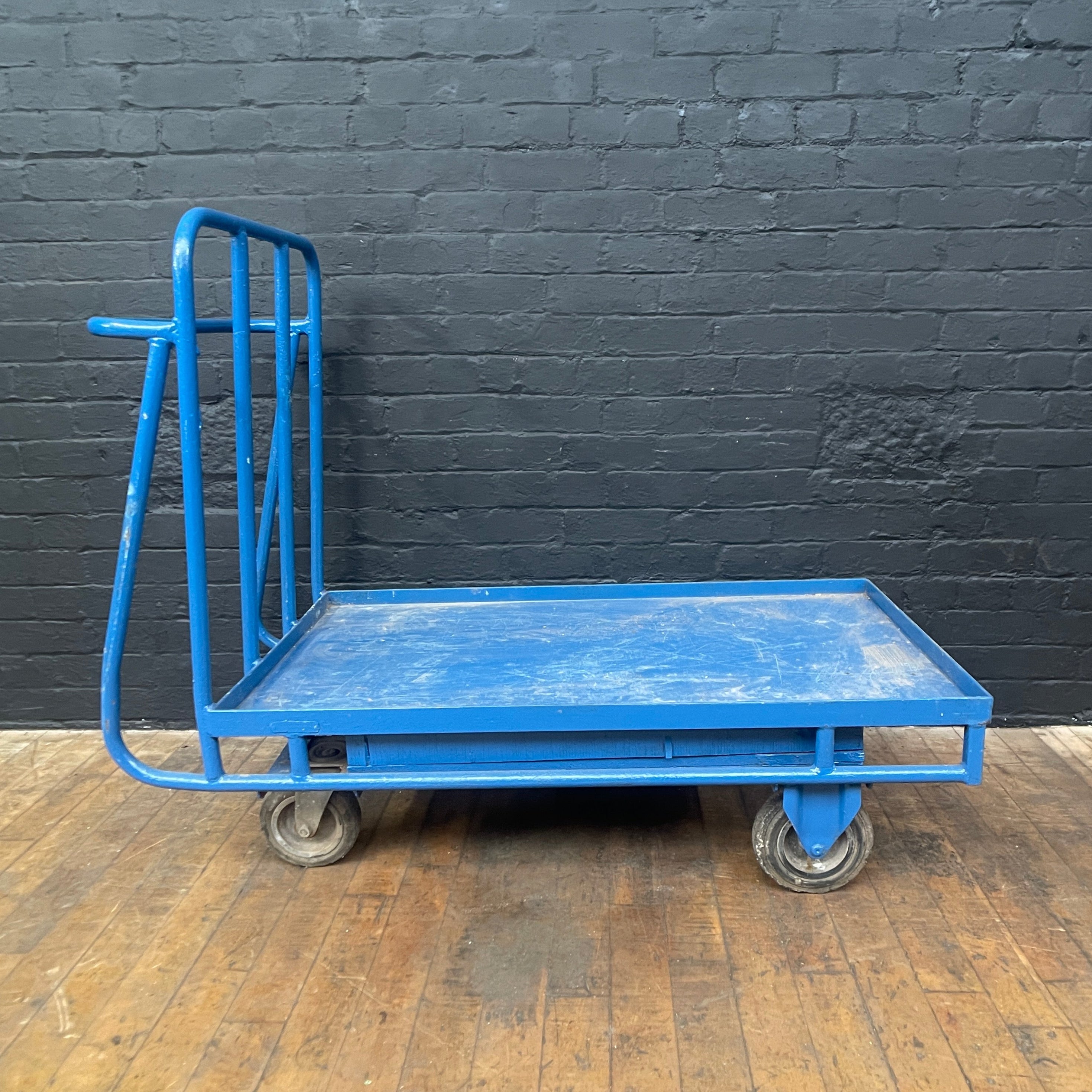 Industrial powerhouse props prop rental hire vintage movie film set dec blue trolley cart