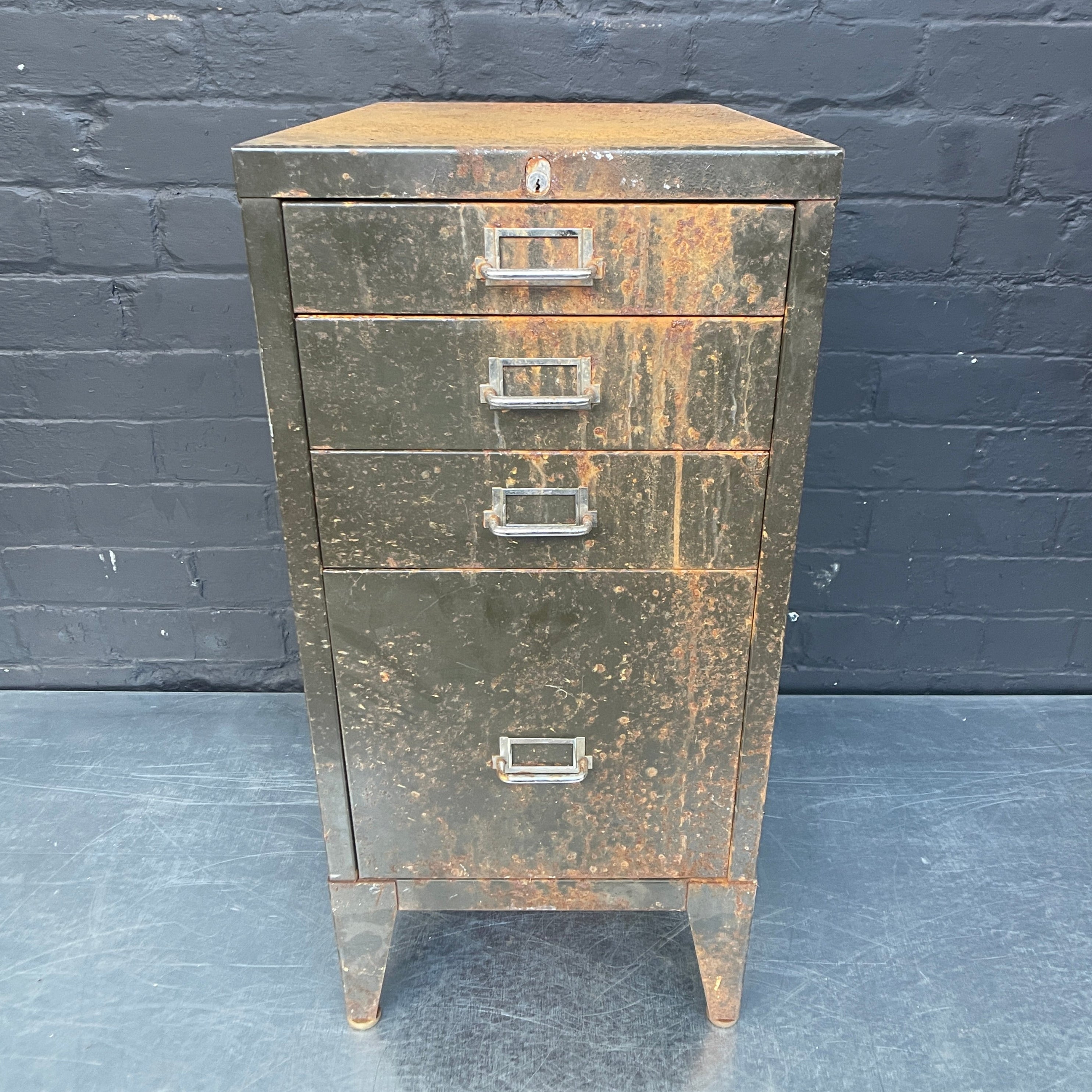 Industrial powerhouse props prop rental hire vintage movie film set dec eight drawers drawers filing index green cabinet