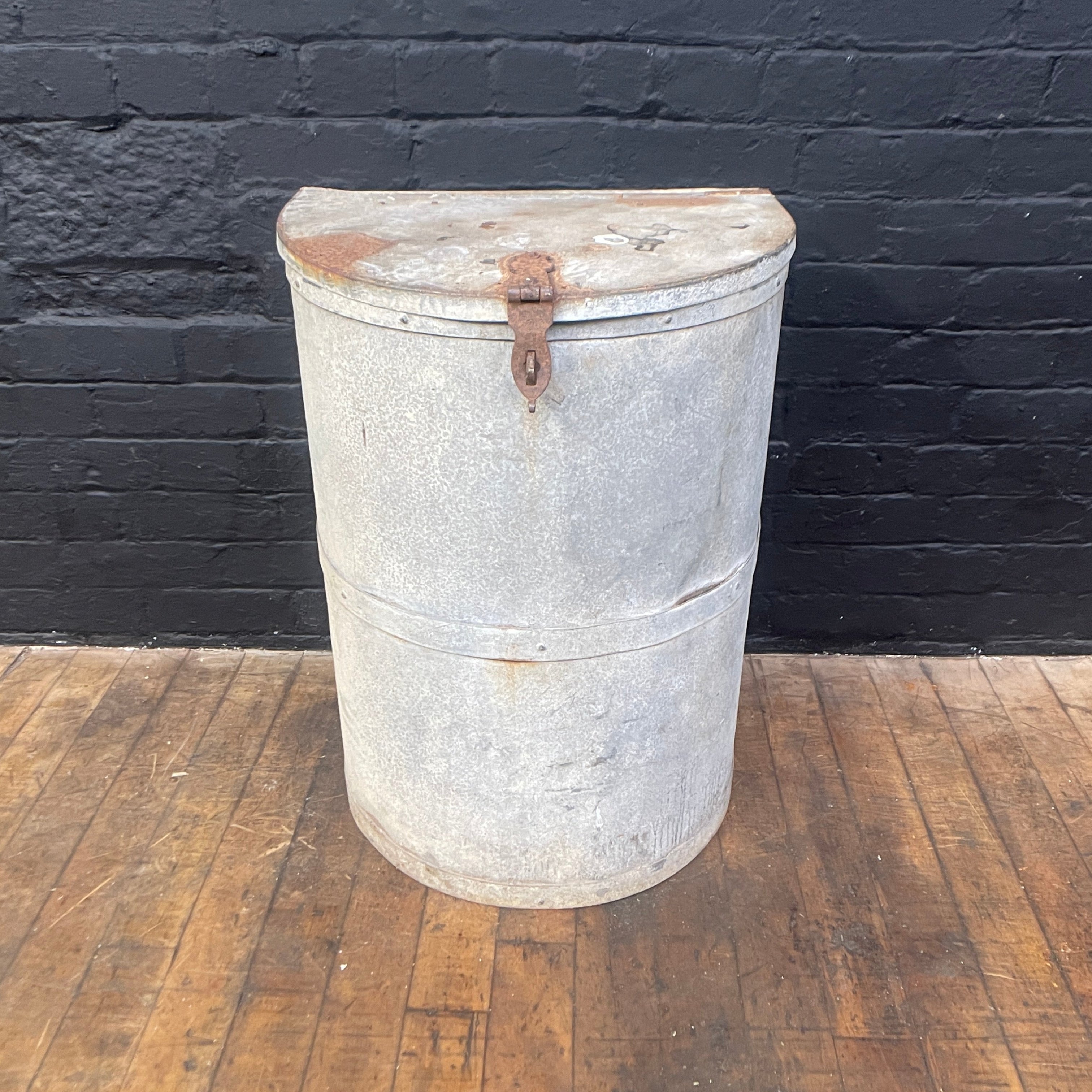 Industrial powerhouse props prop rental hire vintage movie film set dec galvanised bin drum