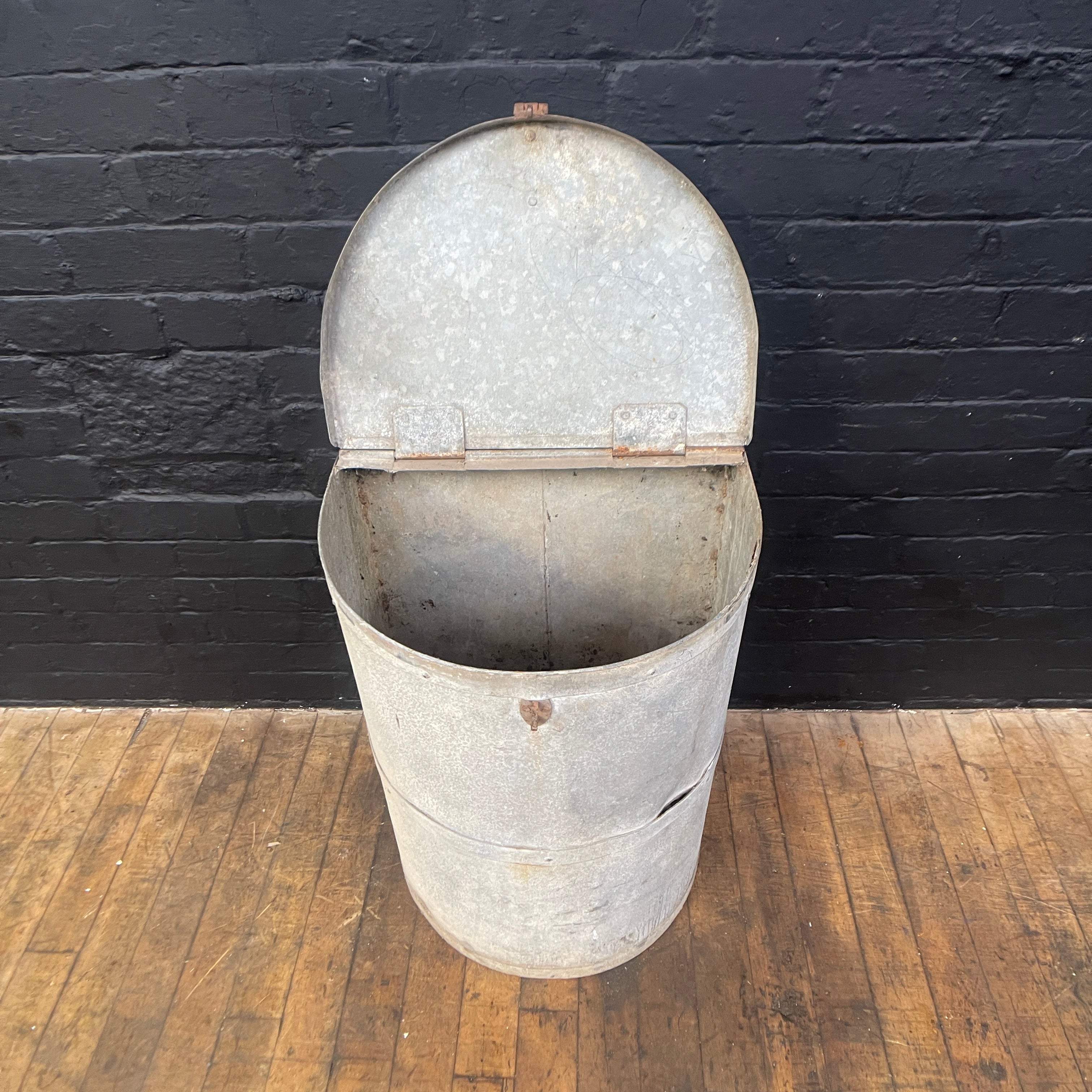 Industrial powerhouse props prop rental hire vintage movie film set dec galvanised bin drum 1