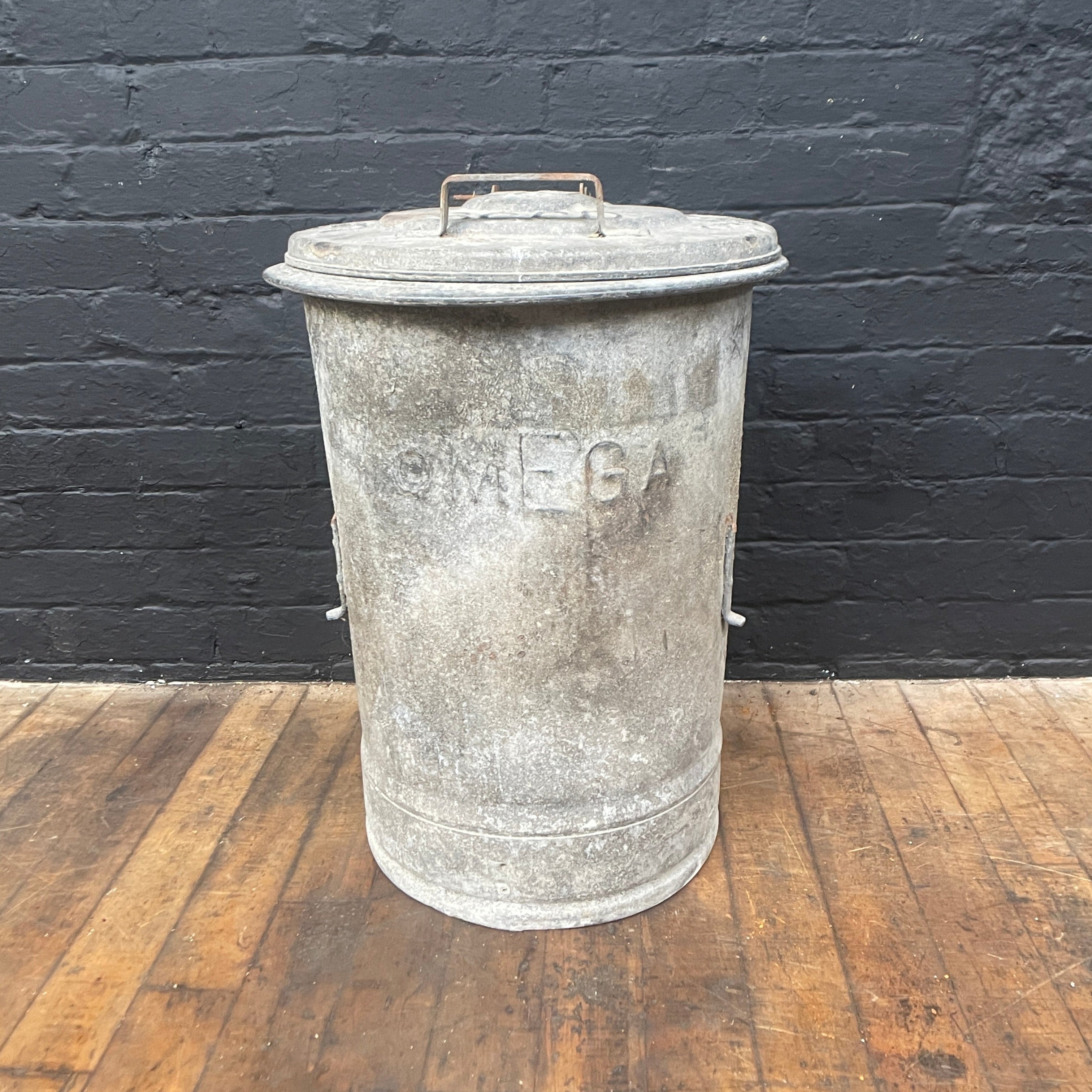 Industrial powerhouse props prop rental hire vintage movie film set dec galvanised bin with lid 6