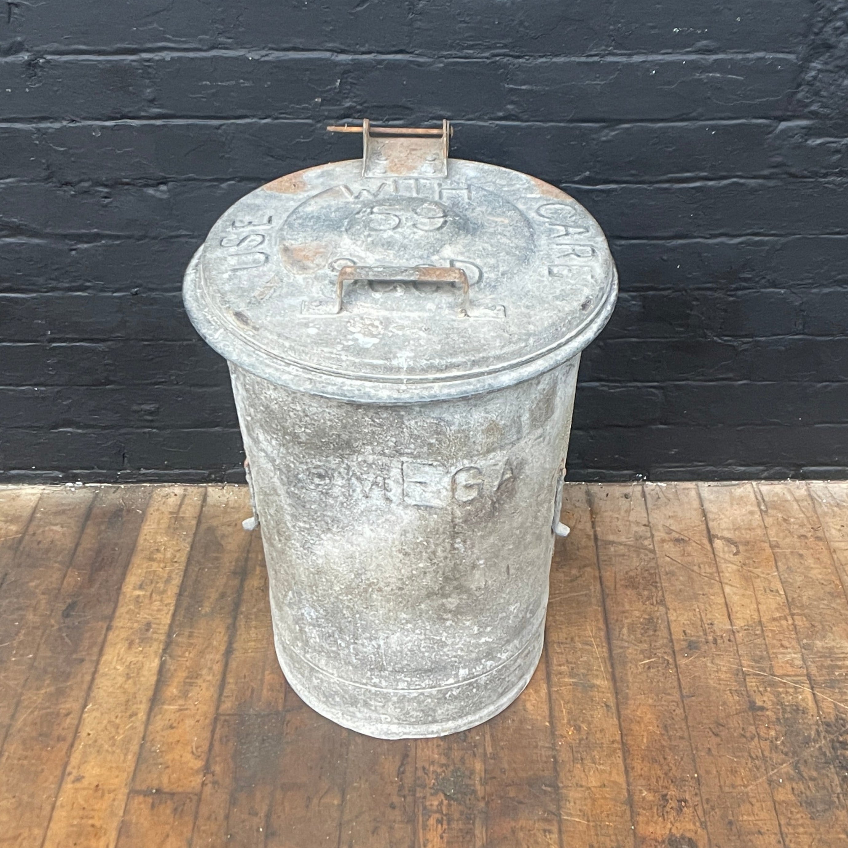 Industrial powerhouse props prop rental hire vintage movie film set dec galvanised bin with lid 7