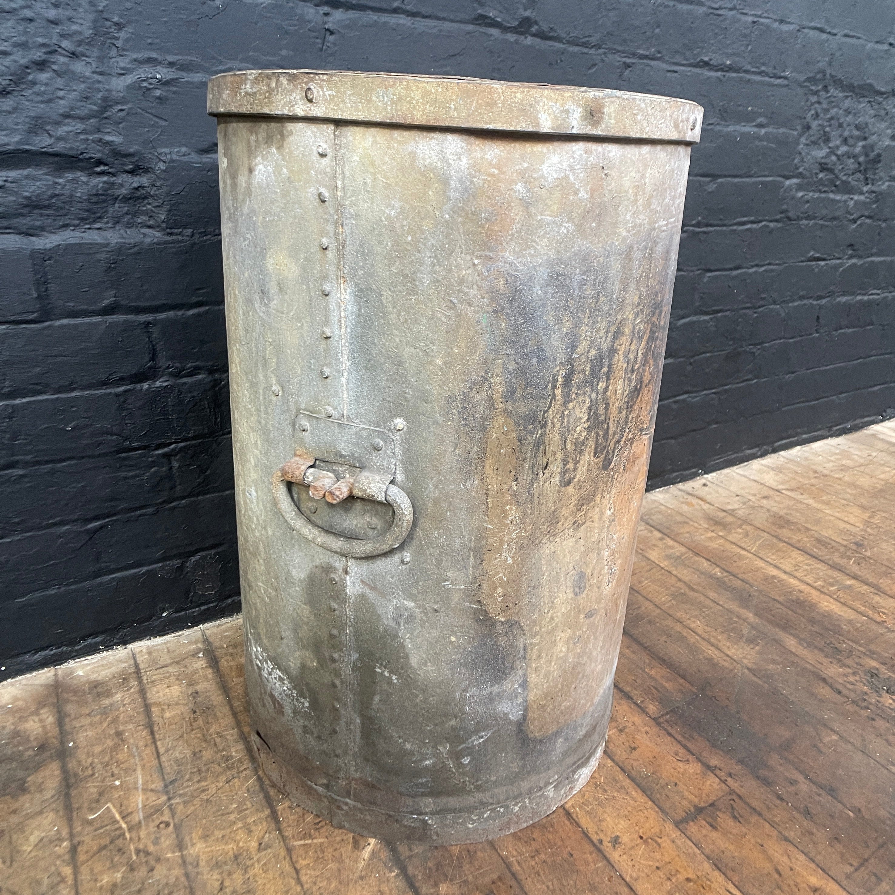 Industrial powerhouse props prop rental hire vintage movie film set dec galvanised rivets bin tub 6