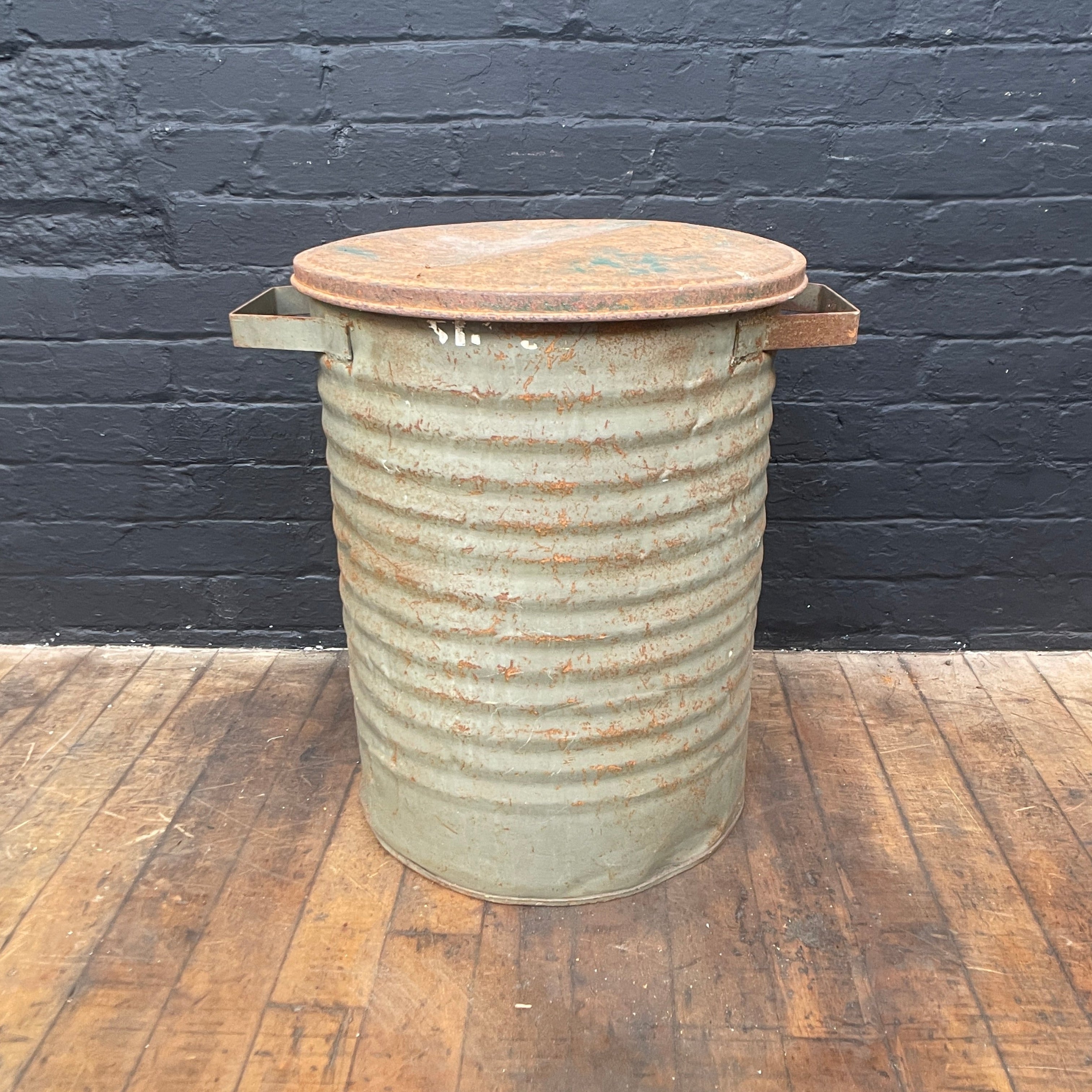 Industrial powerhouse props prop rental hire vintage movie film set dec grey ribbed bin