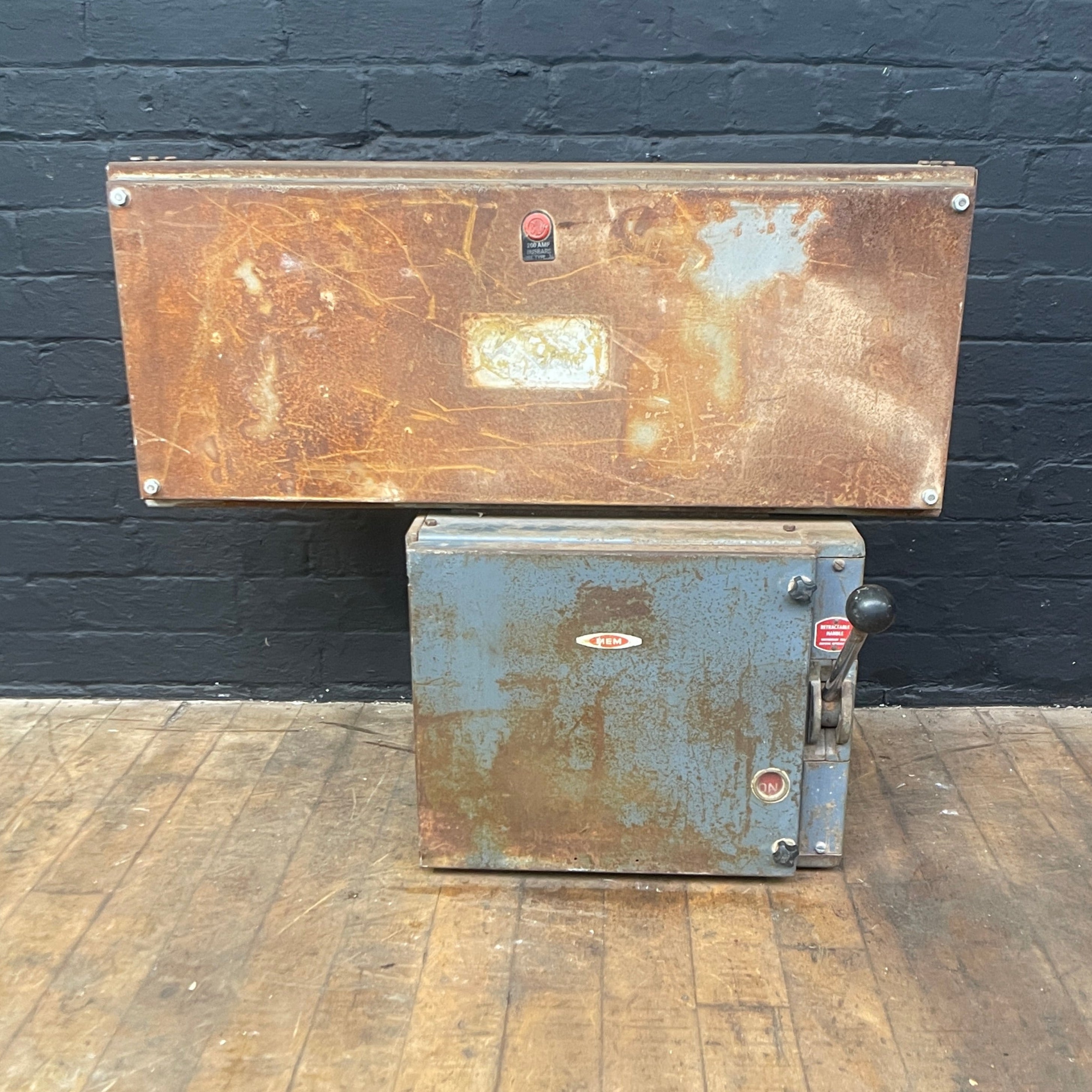 Industrial powerhouse props prop rental hire vintage movie film set dec large isolator switchgear industrial factory lever