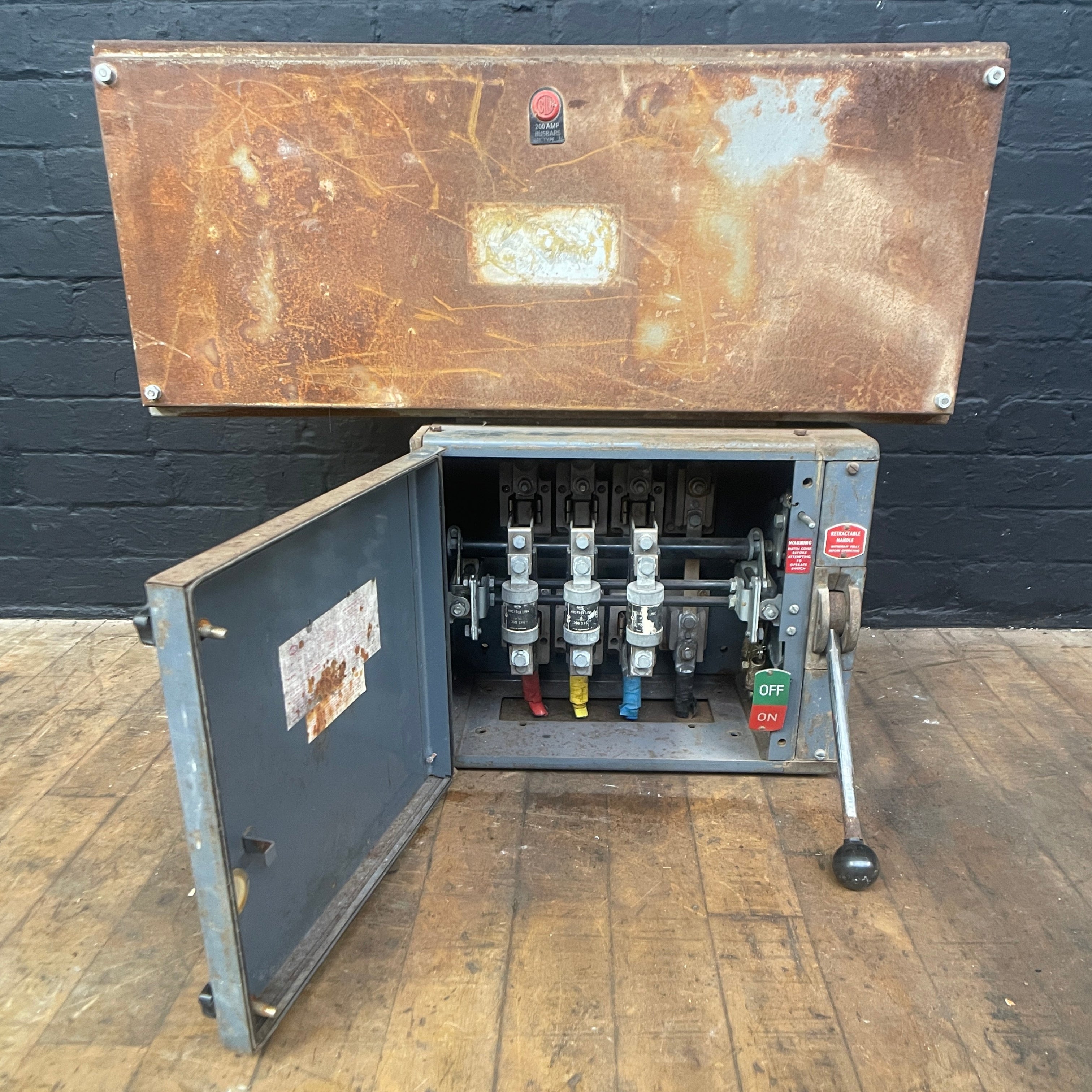 Industrial powerhouse props prop rental hire vintage movie film set dec large isolator switchgear industrial factory lever 2