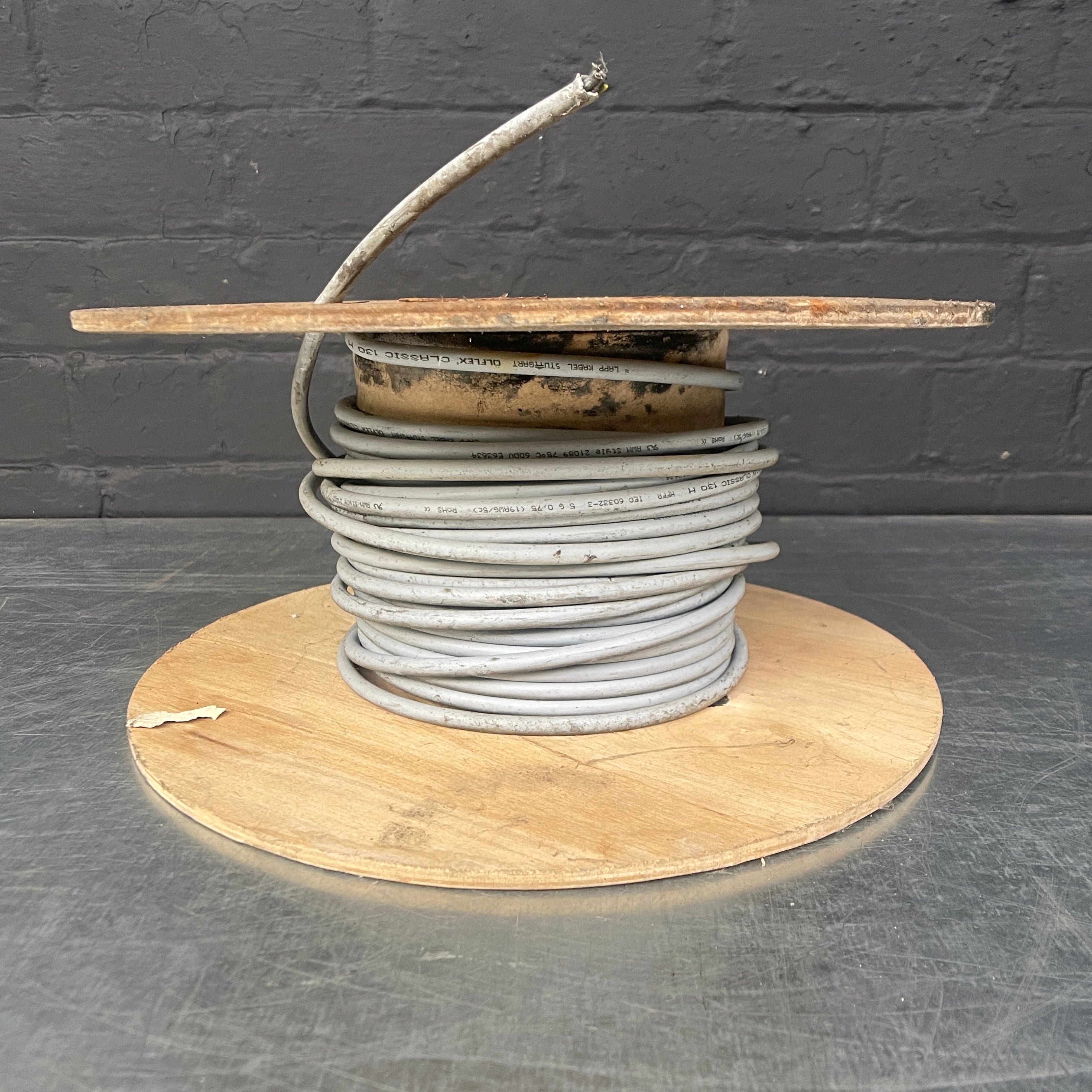 Industrial powerhouse props prop rental hire vintage movie film set dec light lighting cable reel garage tool tools grey