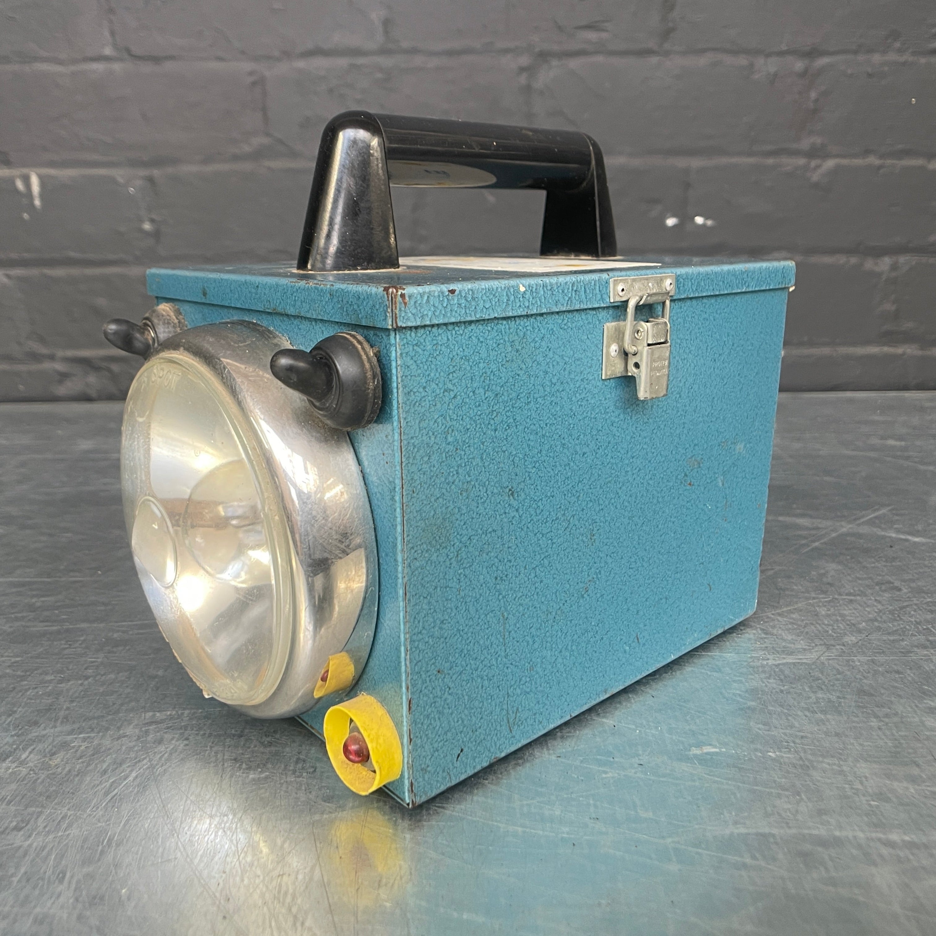 Industrial powerhouse props prop rental hire vintage movie film set dec light lighting lamp torch rechargeable blue battery