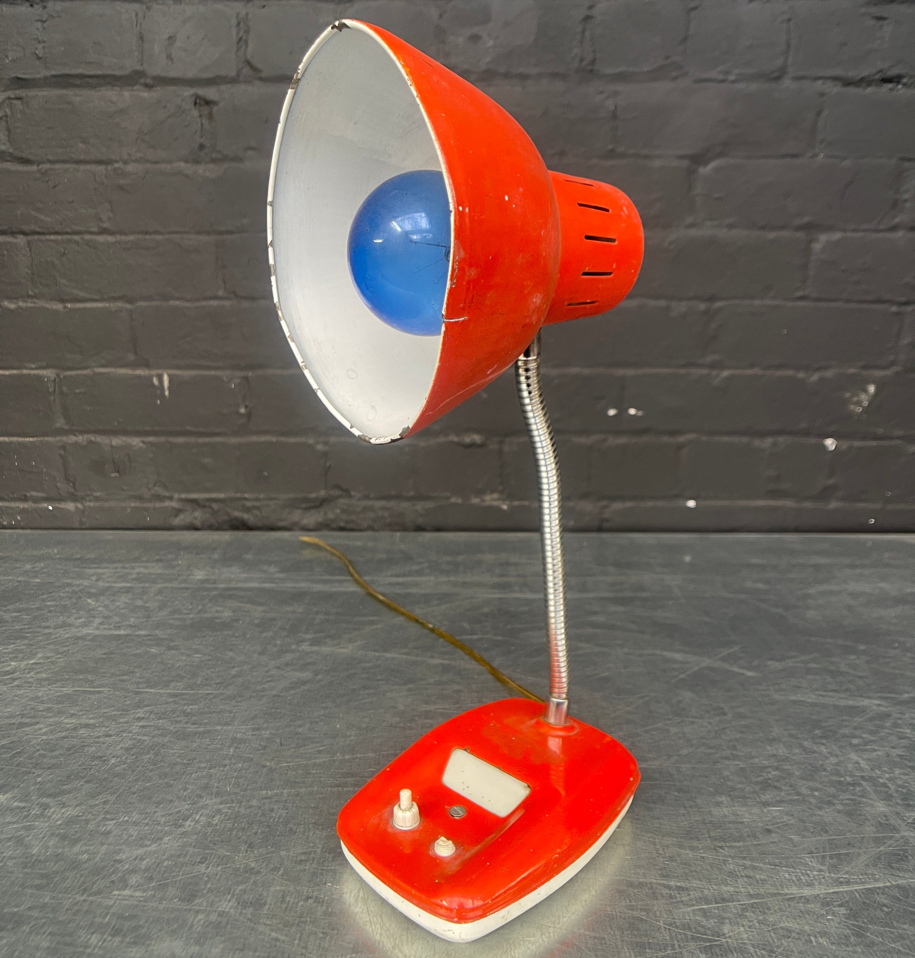 Industrial powerhouse props prop rental hire vintage movie film set dec light lighting red desk lamp table