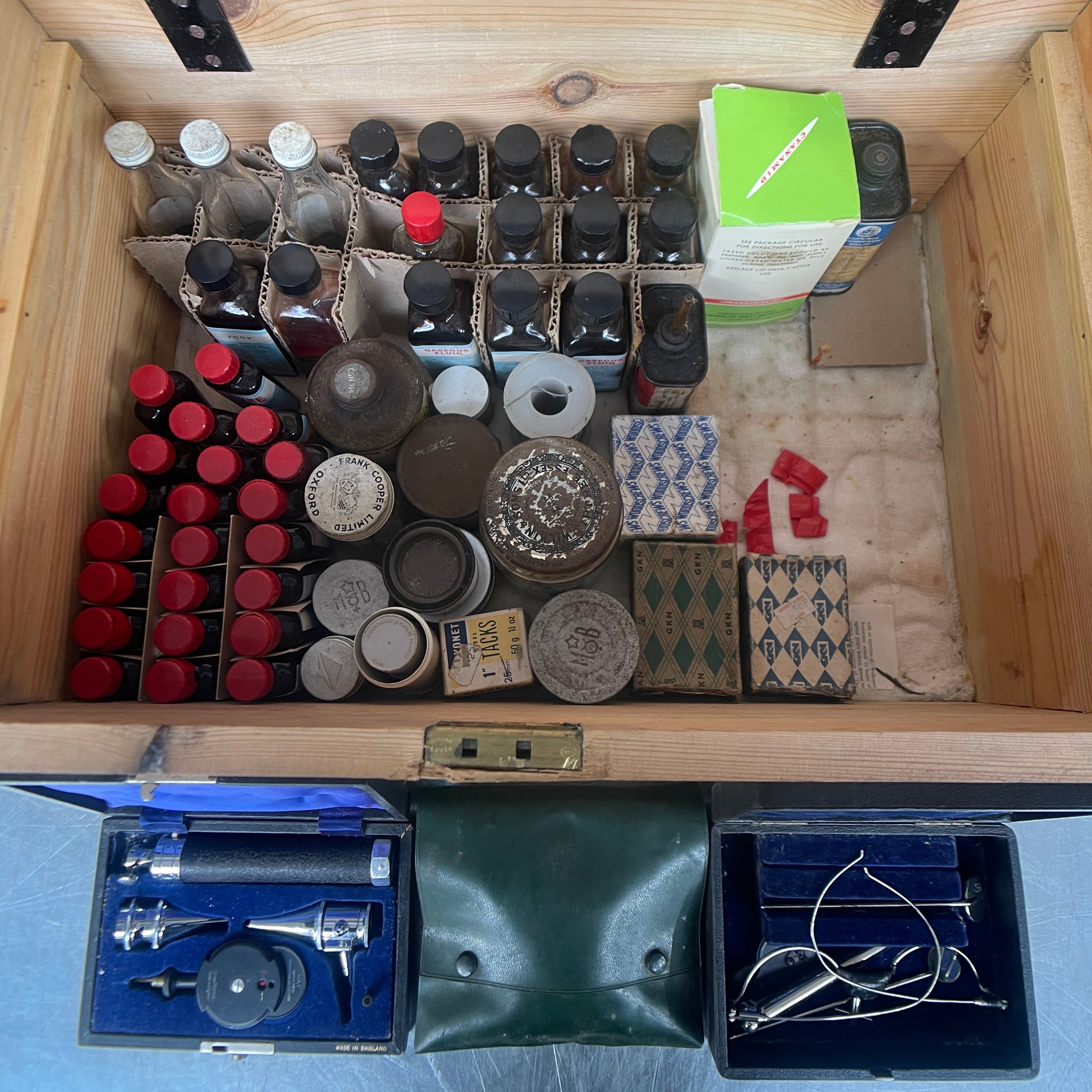 Industrial powerhouse props prop rental hire vintage movie film set dec medical kit box case wooden 2