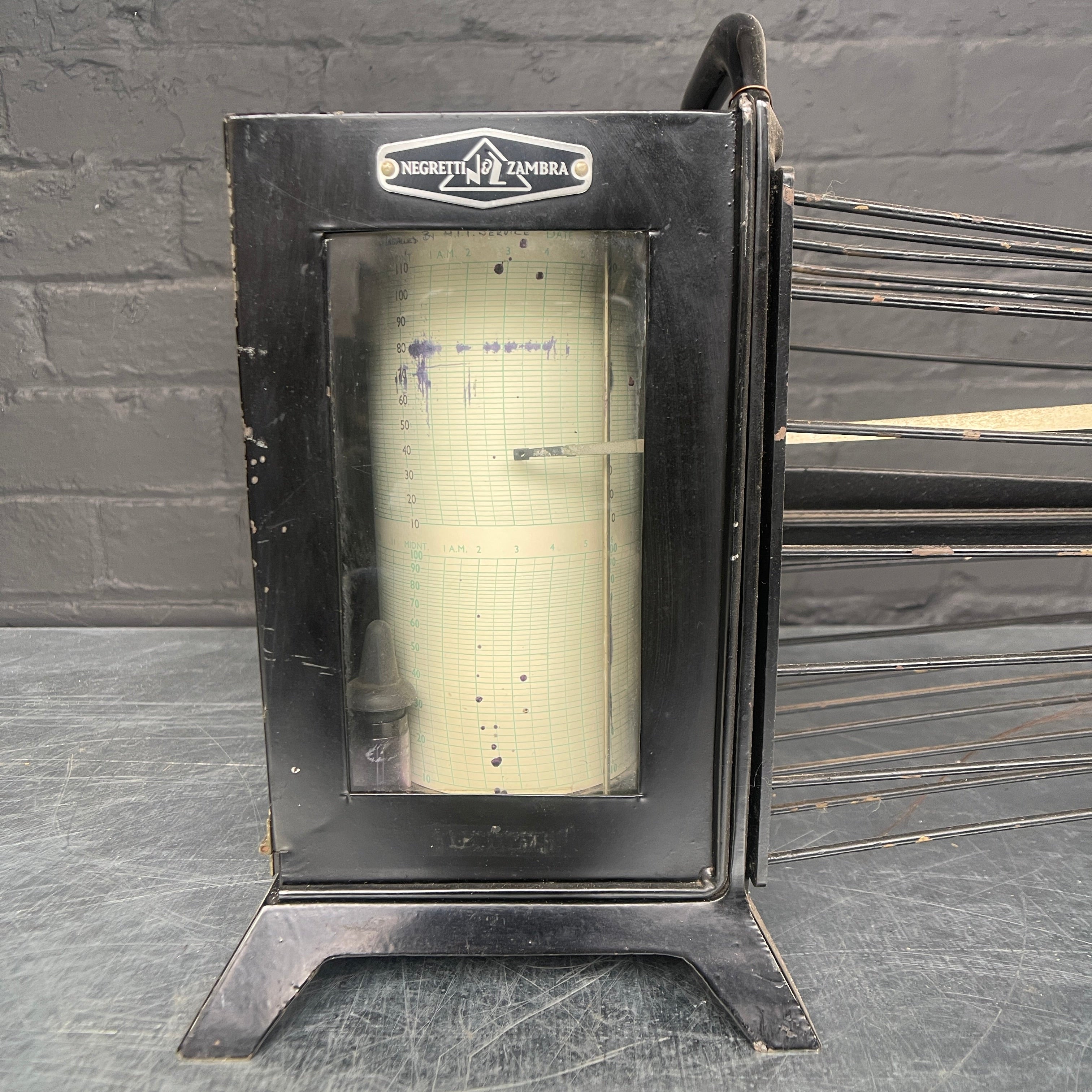 Industrial powerhouse props prop rental hire vintage movie film set dec meter antique barograph moisture 3