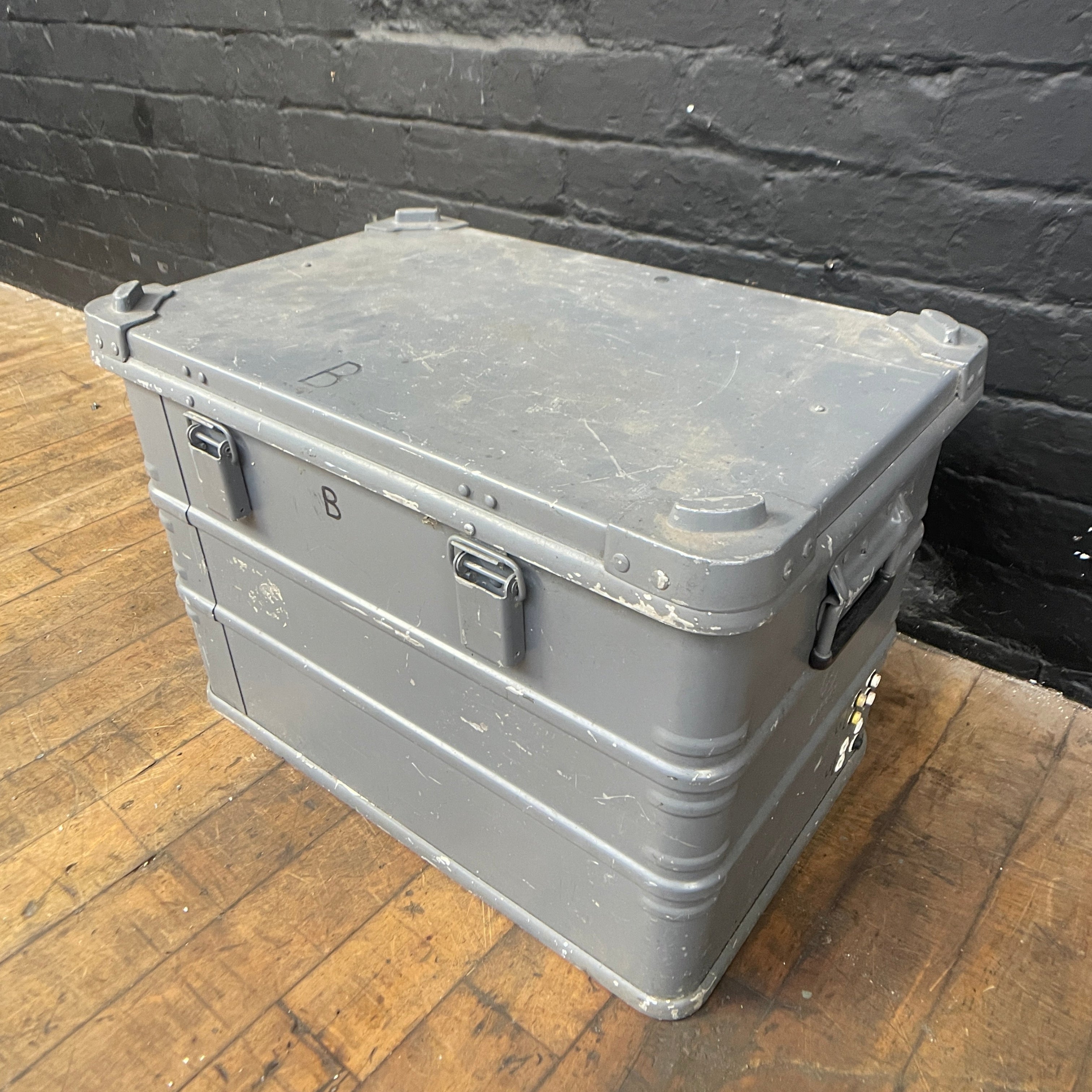 Industrial powerhouse props prop rental hire vintage movie film set dec military box crate grey 2