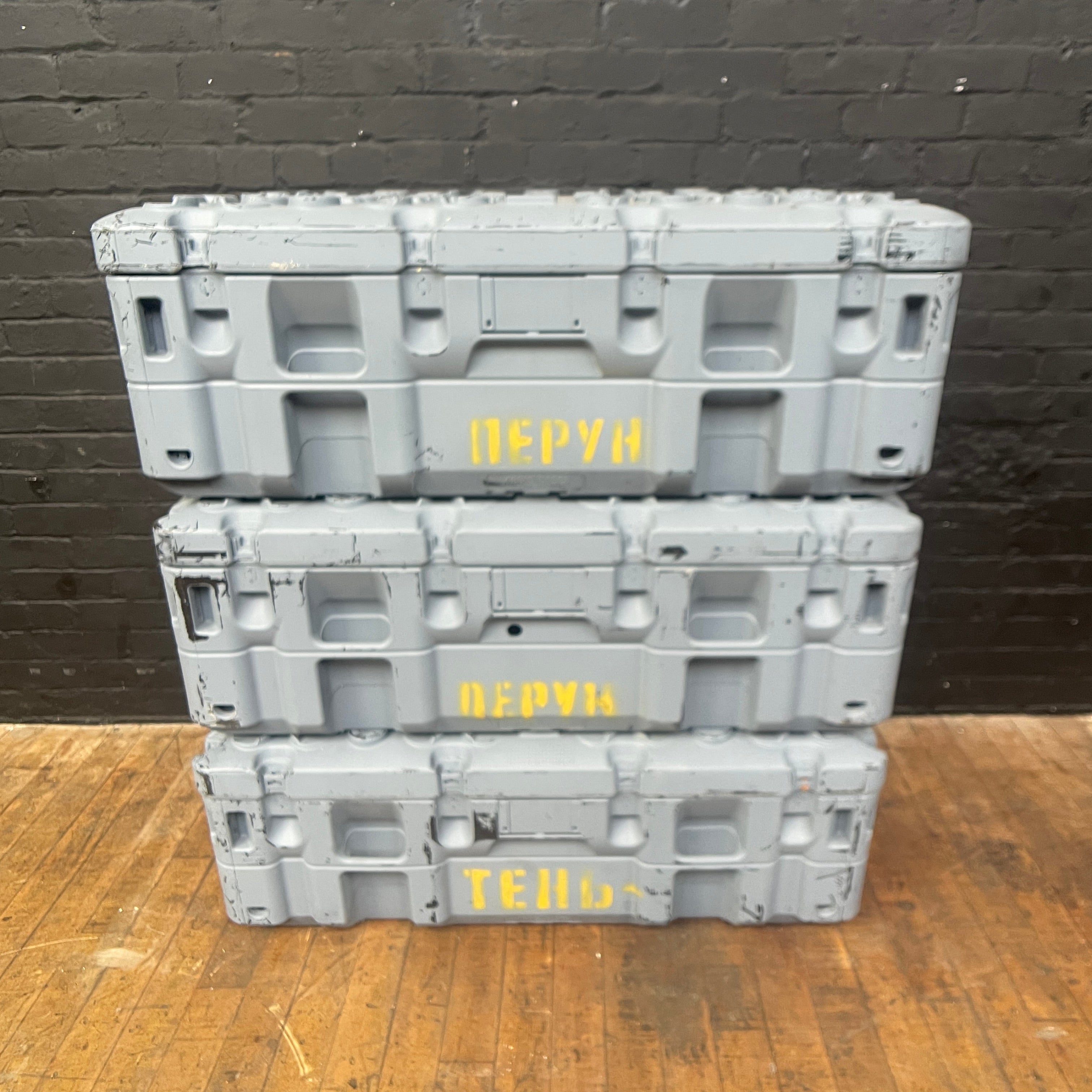 Industrial powerhouse props prop rental hire vintage movie film set dec military container crate case