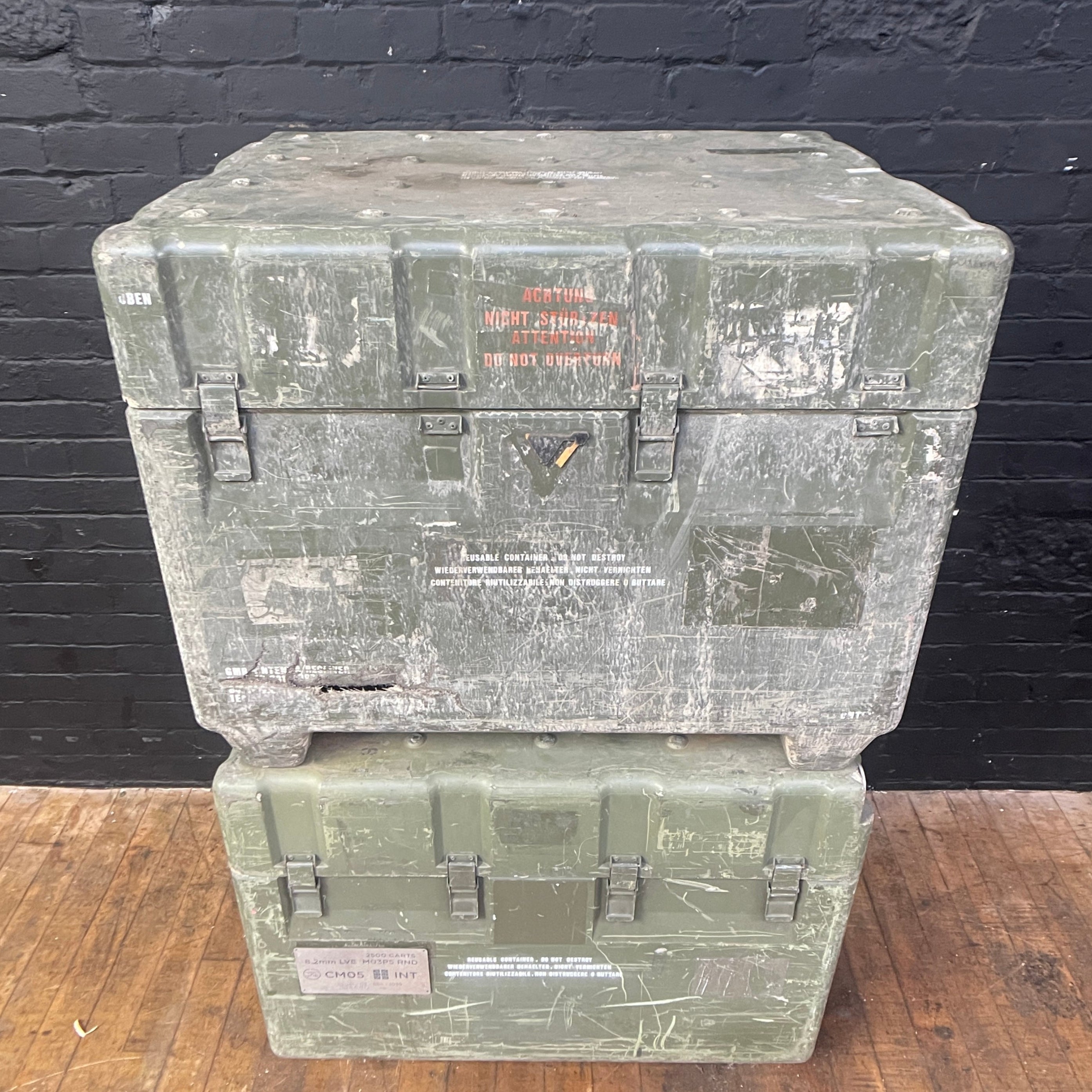 Industrial powerhouse props prop rental hire vintage movie film set dec military crate box storage green