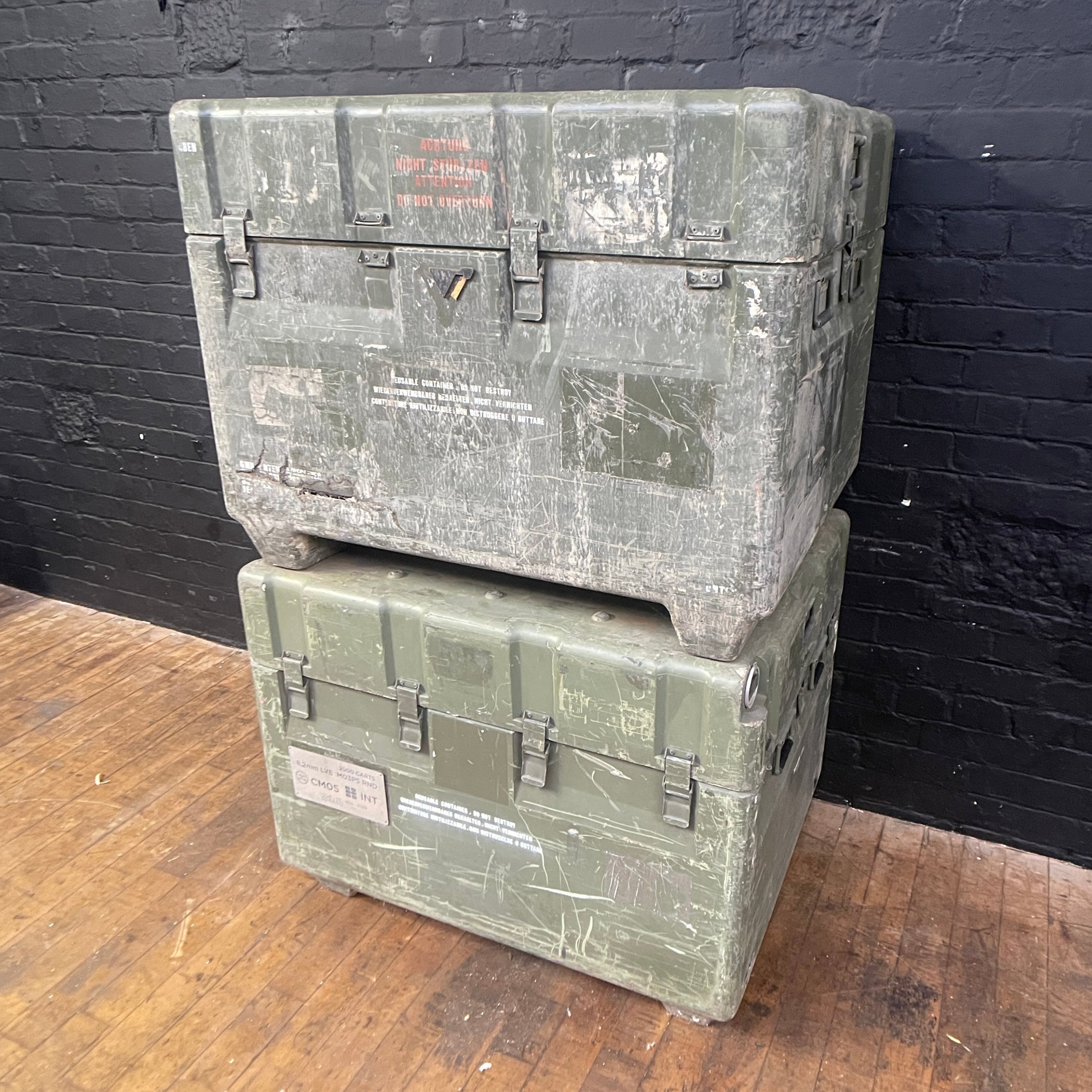Industrial powerhouse props prop rental hire vintage movie film set dec military crate box storage green boxes
