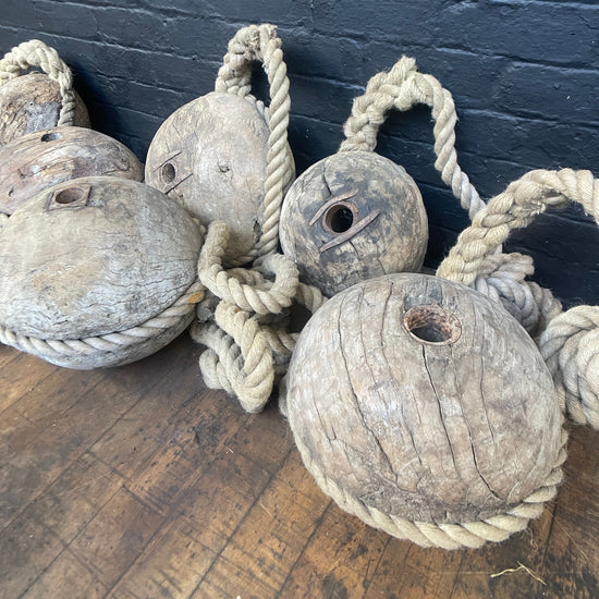 Industrial powerhouse props prop rental hire vintage movie film set dec nautical marine wooden buoys buoy rope 1