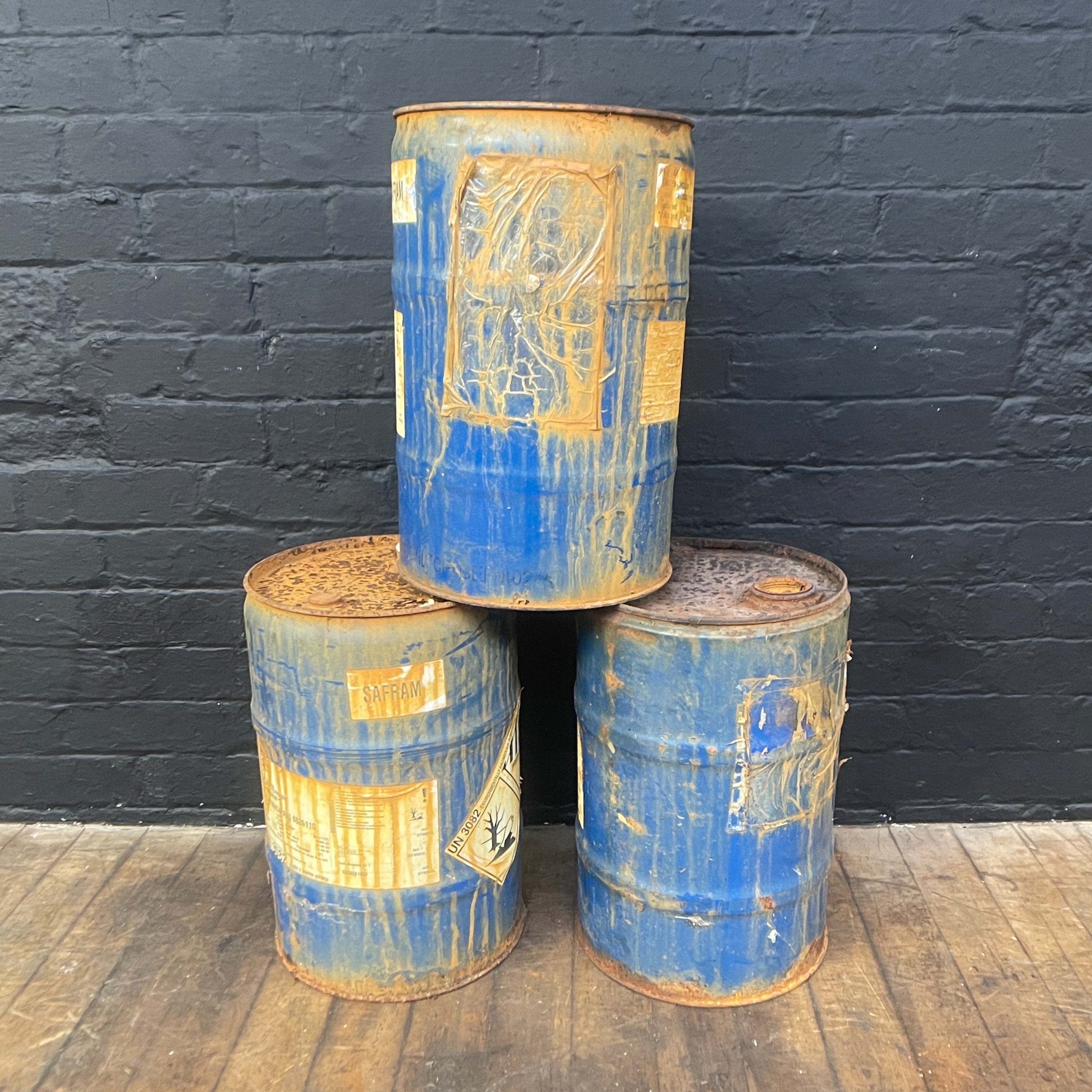 Industrial powerhouse props prop rental hire vintage movie film set dec small blue drums cans
