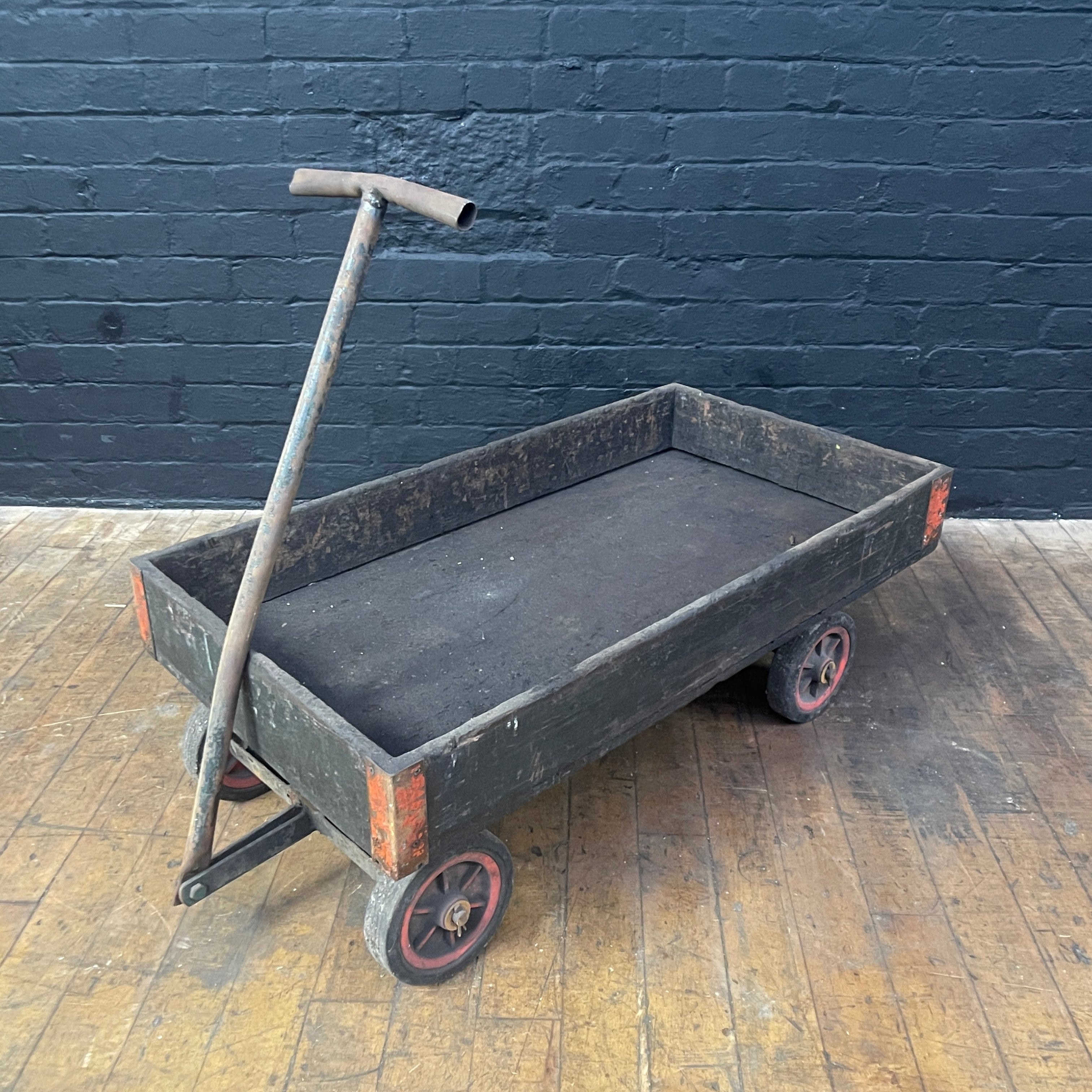Industrial powerhouse props prop rental hire vintage movie film set dec small trolley cart pull brown wheels