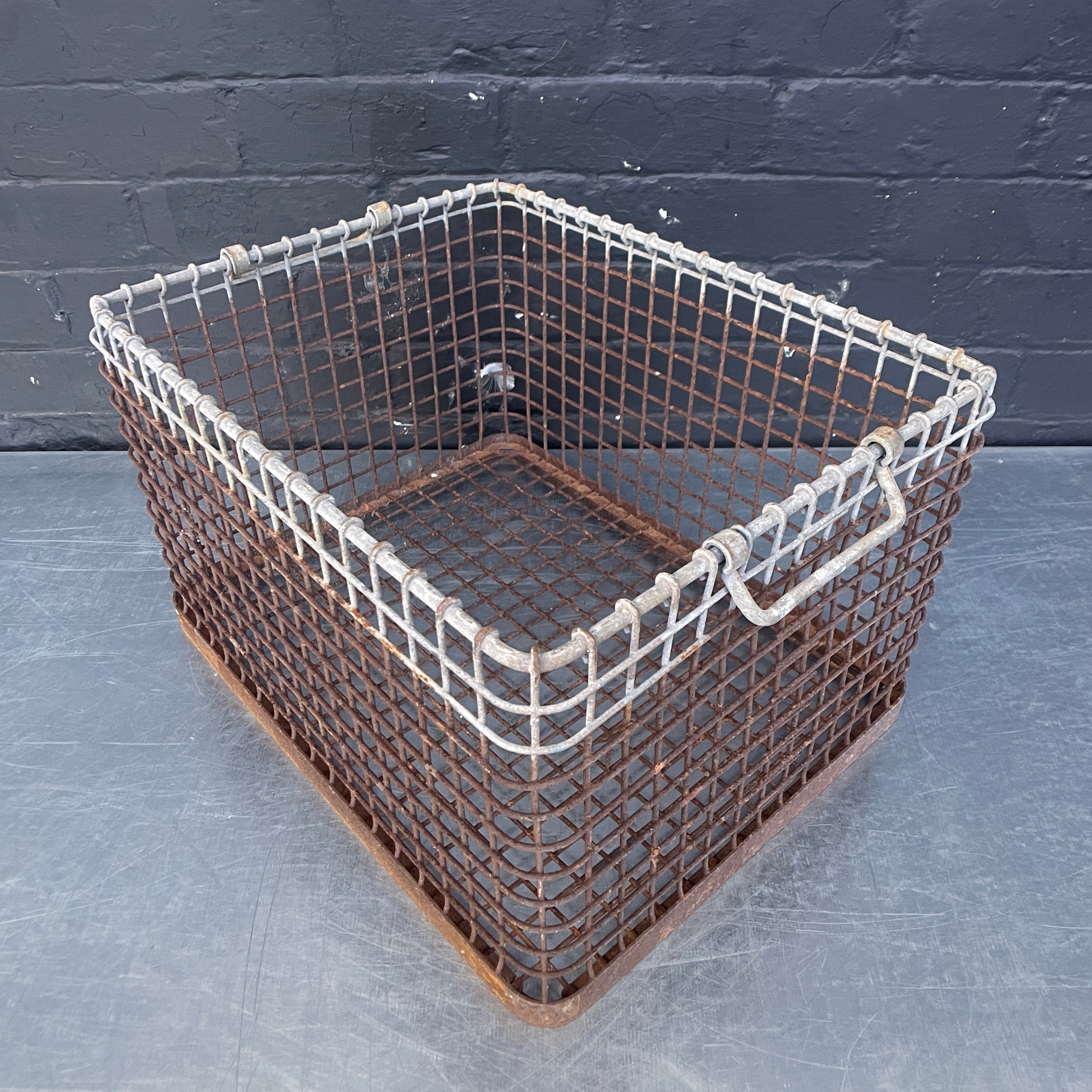 Industrial powerhouse props prop rental hire vintage movie film set dec steel metal rusty basket 1