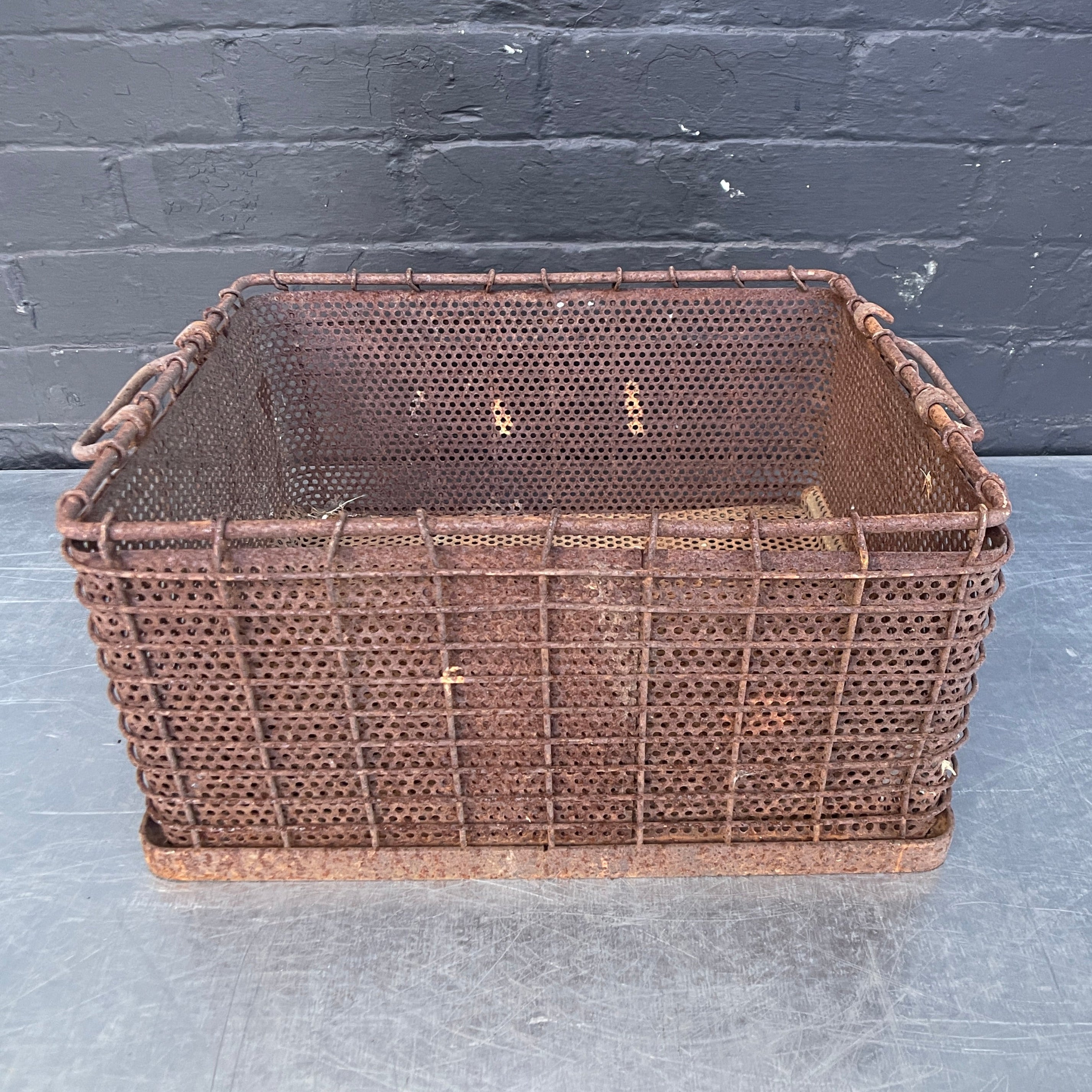 Industrial powerhouse props prop rental hire vintage movie film set dec steel metal rusty basket handles