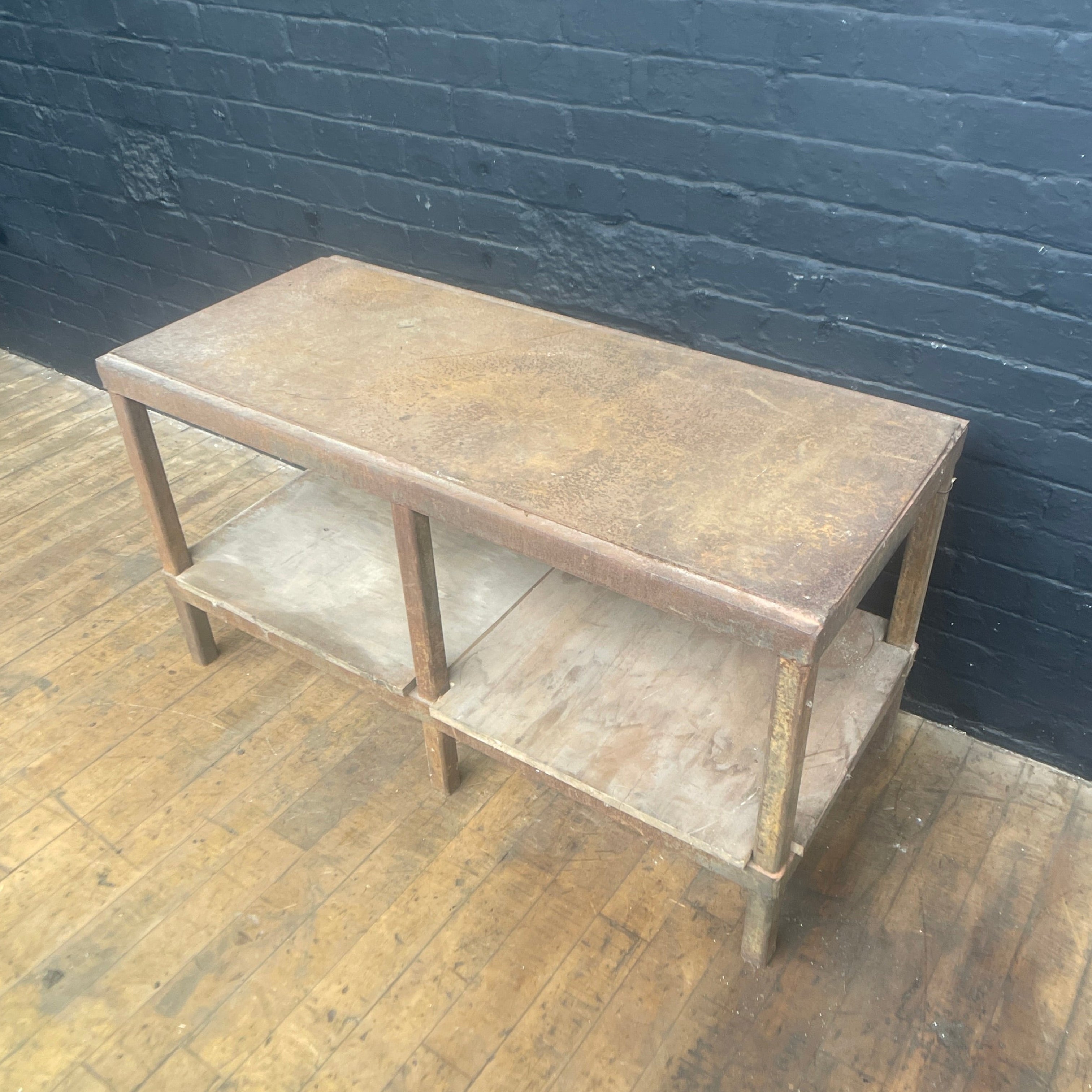 Industrial powerhouse props prop rental hire vintage movie film set dec steel workbench table engineers workstation desk heavy duty 2