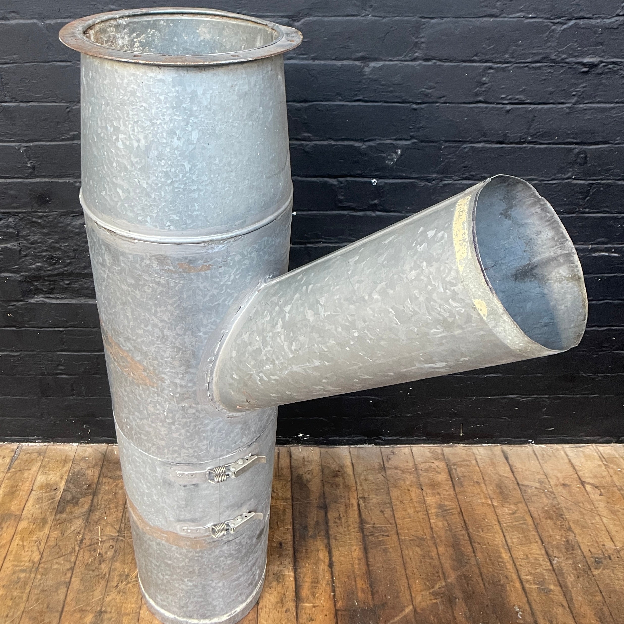 Industrial powerhouse props prop rental hire vintage movie film set dec vent vents tube galvanised duct ducting flue steel
5