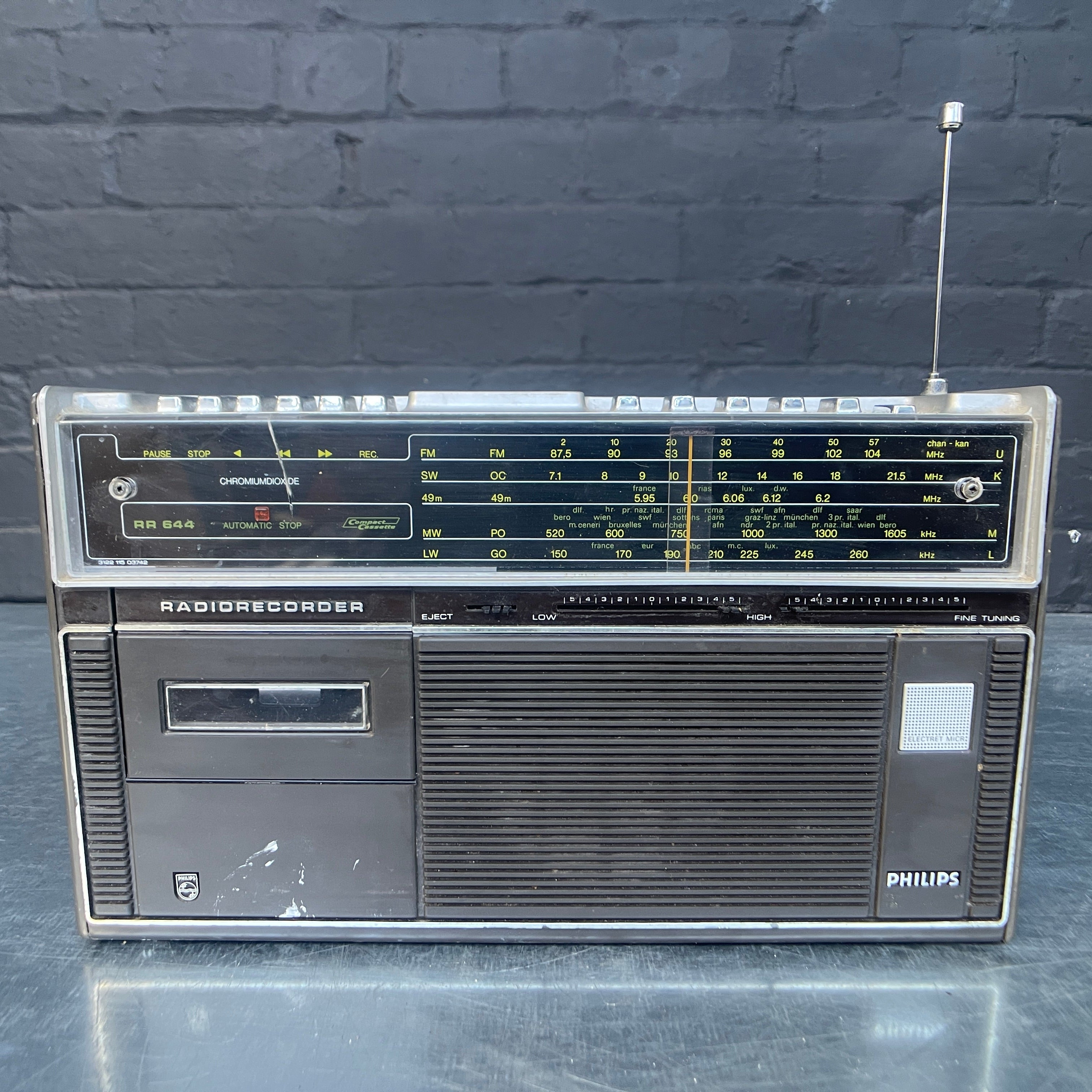 Industrial powerhouse props prop rental hire vintage tv movie film set dec Philips radio cassette 1970