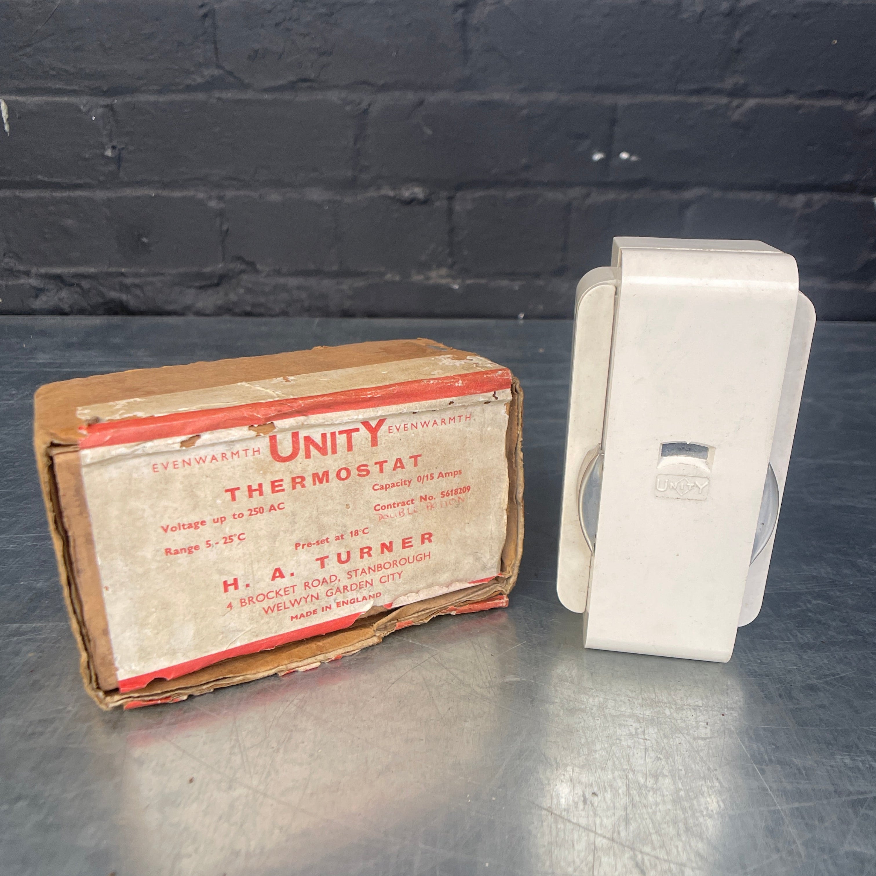 Industrial powerhouse props prop rental hire vintage tv movie film set dec boxed thermostat