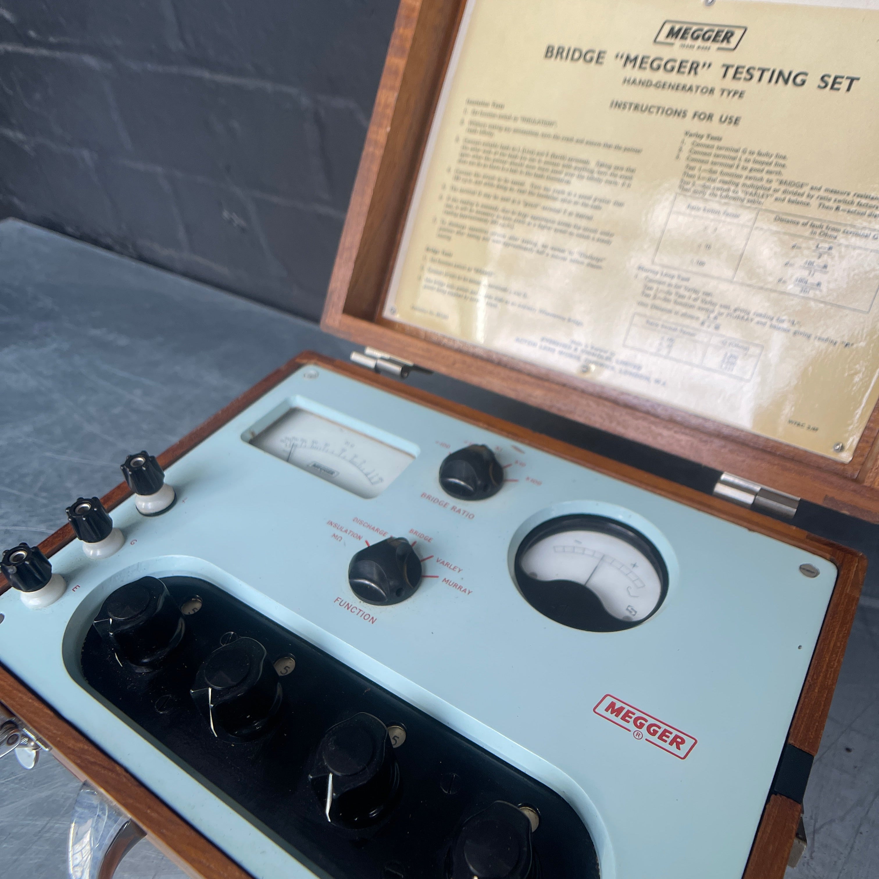 Megger bridge test kit electrical scientific Industrial powerhouse props prop rental hire vintage movie film set dec 1