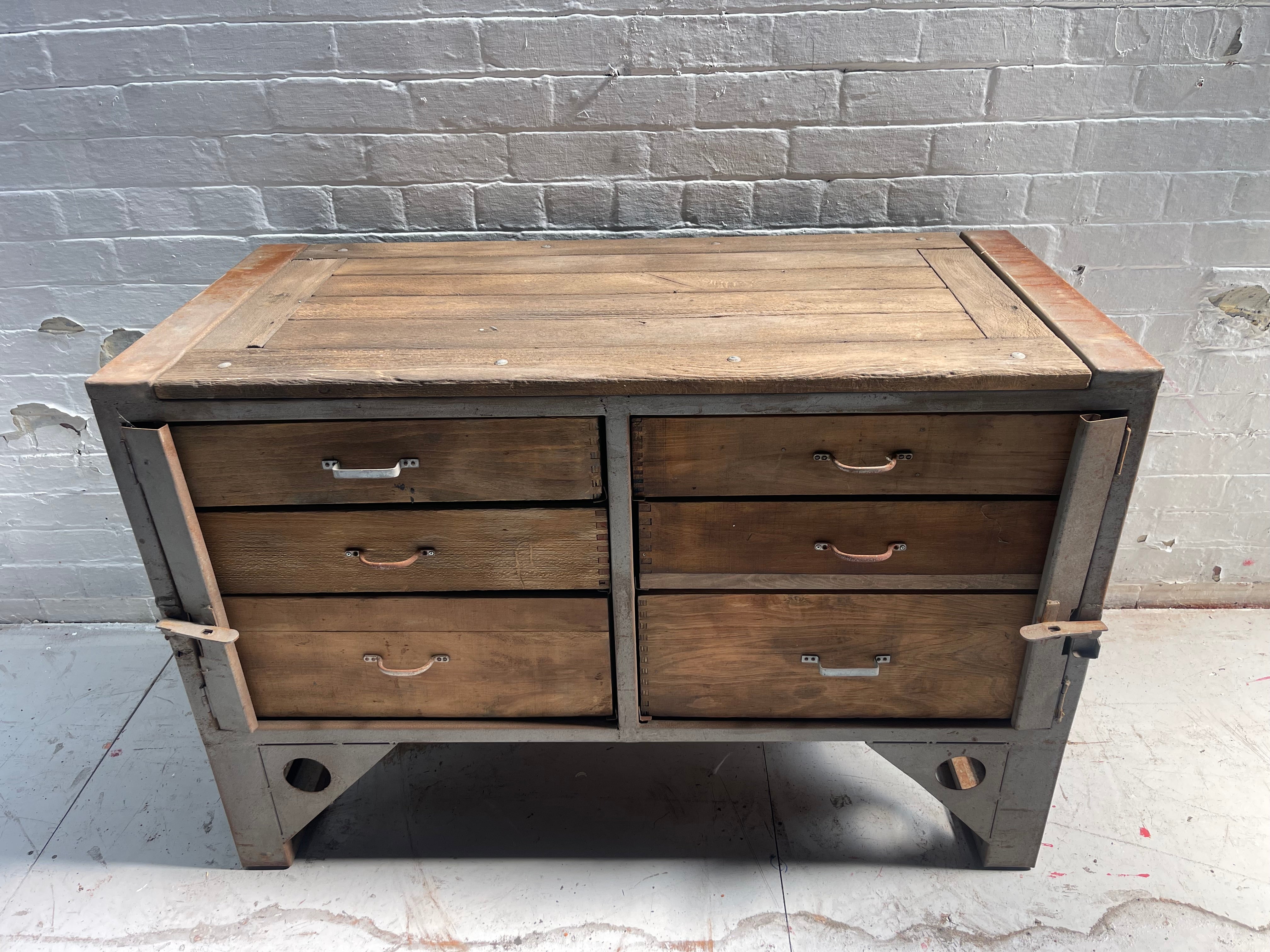 Powerhouse props industrial rental hire movie film desk workbench garage workshop steel wood 1