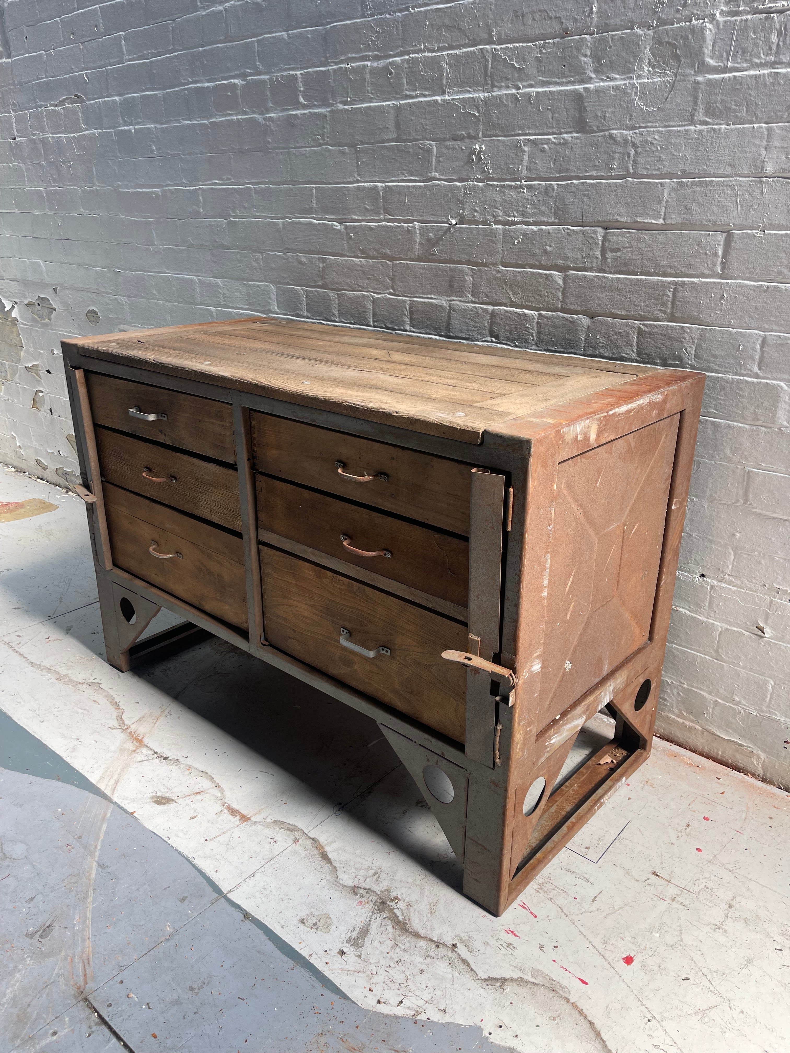 Powerhouse props industrial rental hire movie film desk workbench garage workshop steel wood 2