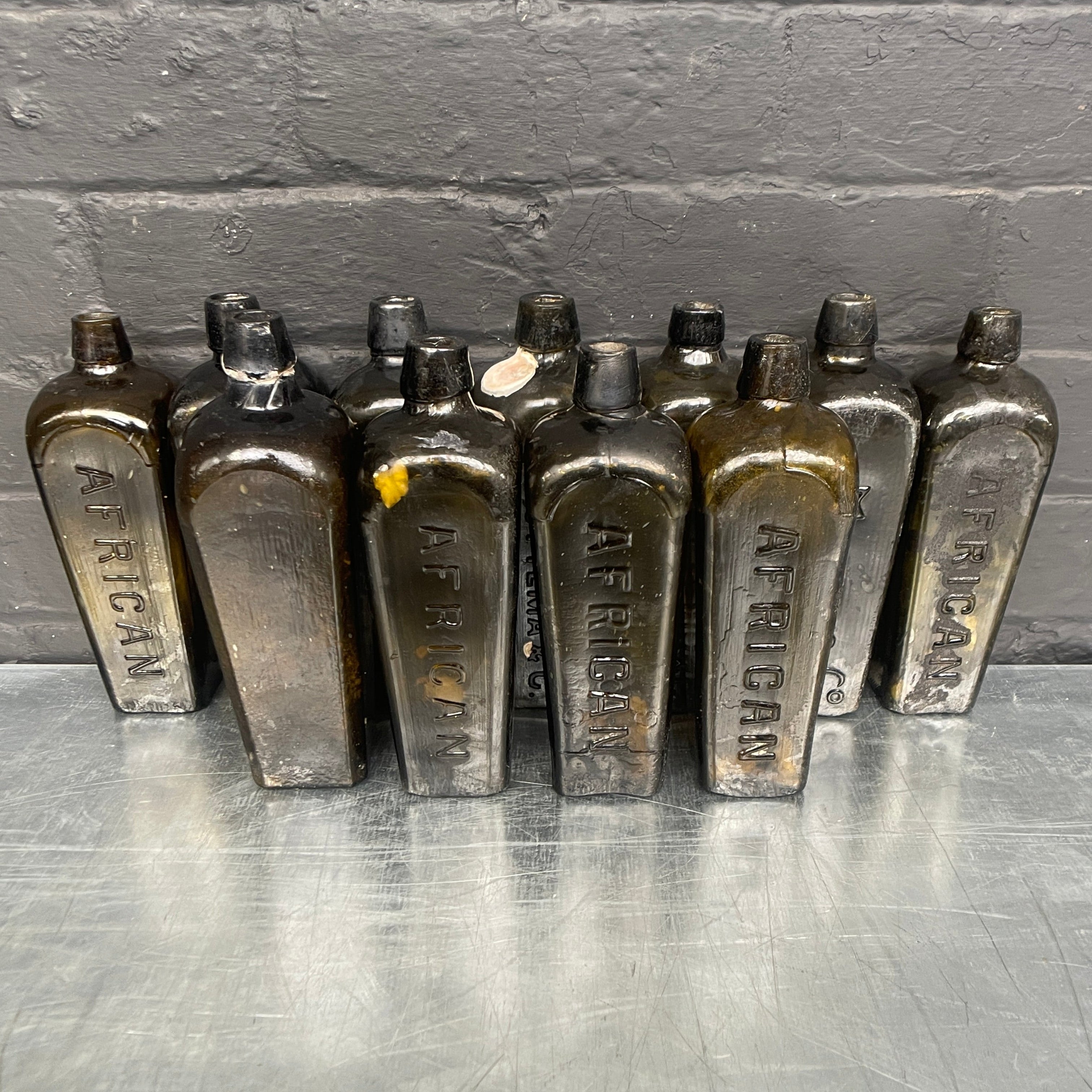 green brown old vintage apothecary bottles chemist