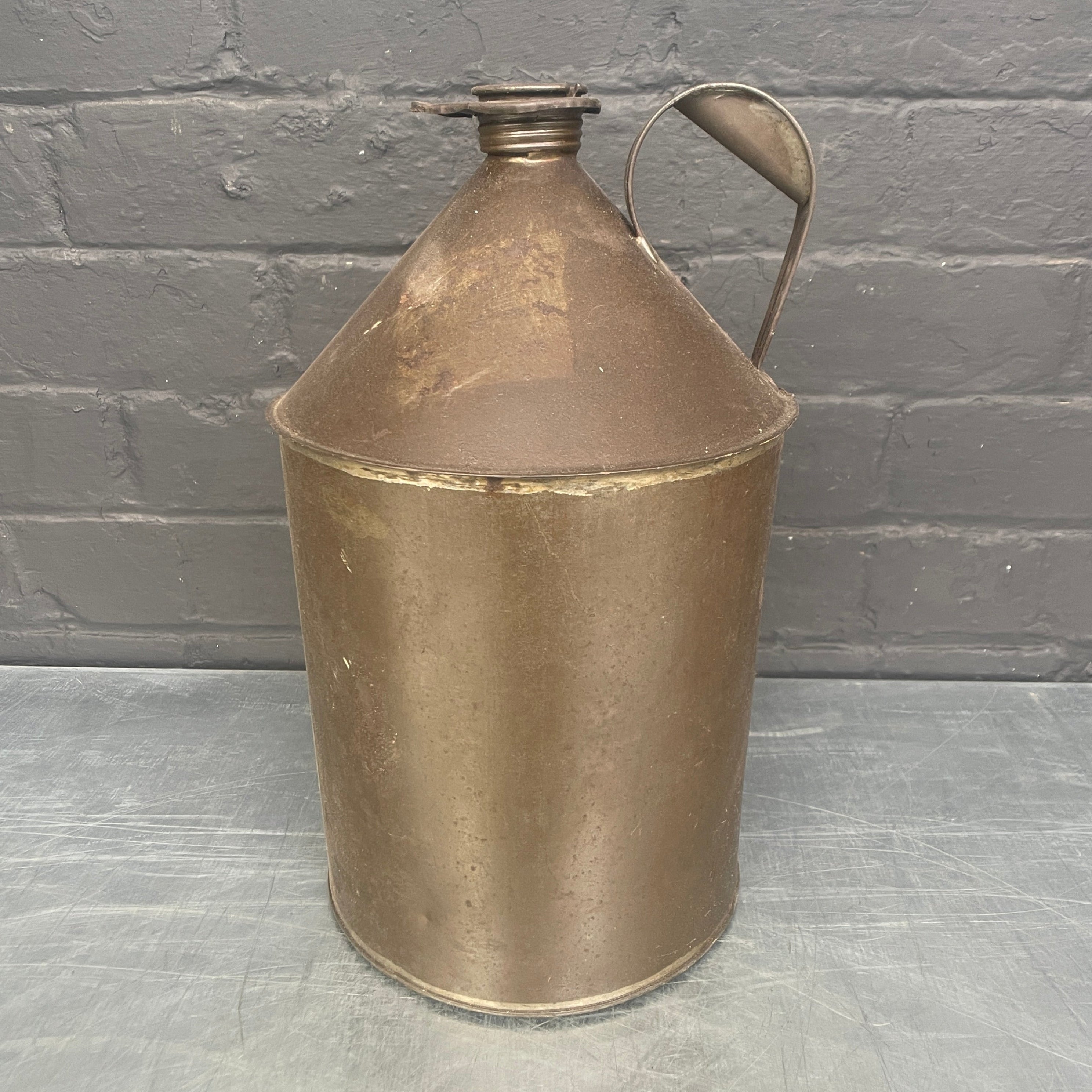 handle grey jug tin oil can steel metal Industrial powerhouse props prop rental hire vintage movie film set dec