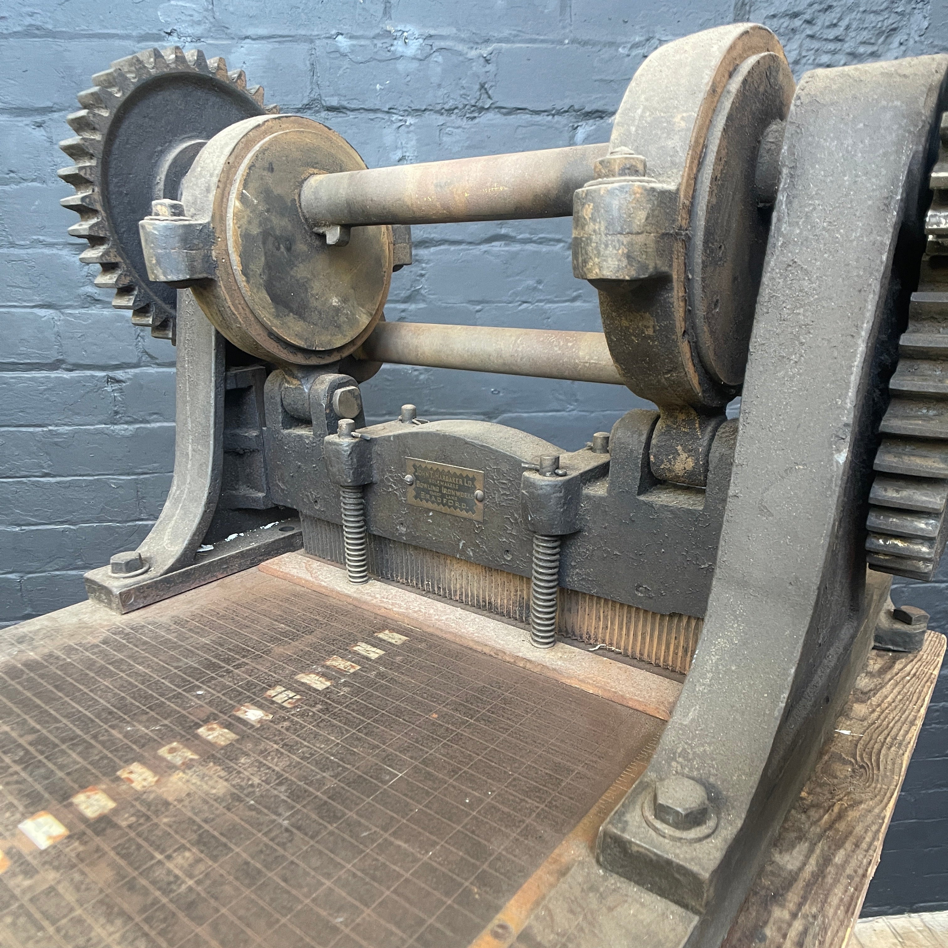 industrial fabric cutting machine crimper heavy duty Industrial powerhouse props prop rental hire vintage movie film set dec 3