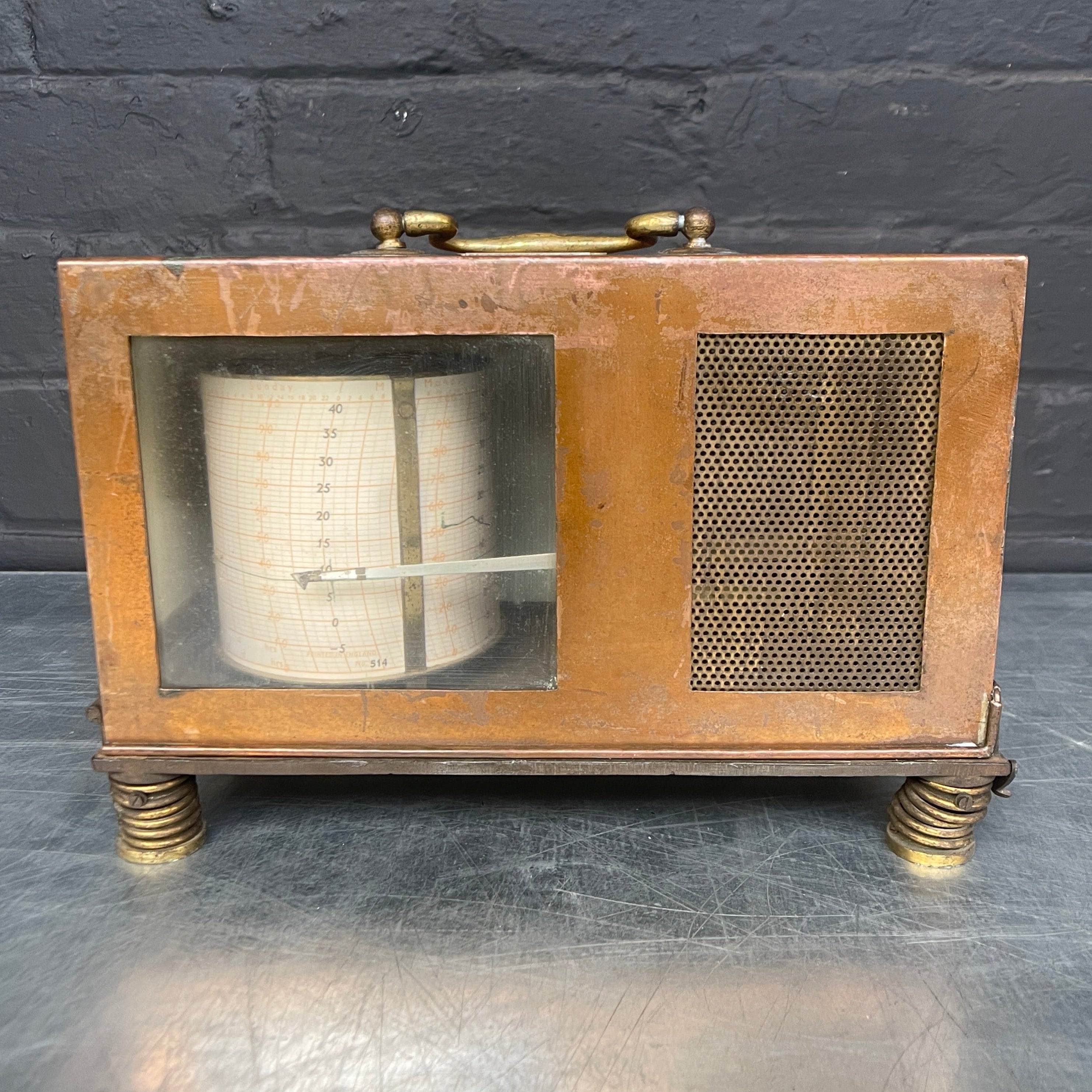 meter Antique barograph scientific Industrial powerhouse props prop rental hire vintage movie film set dec 2