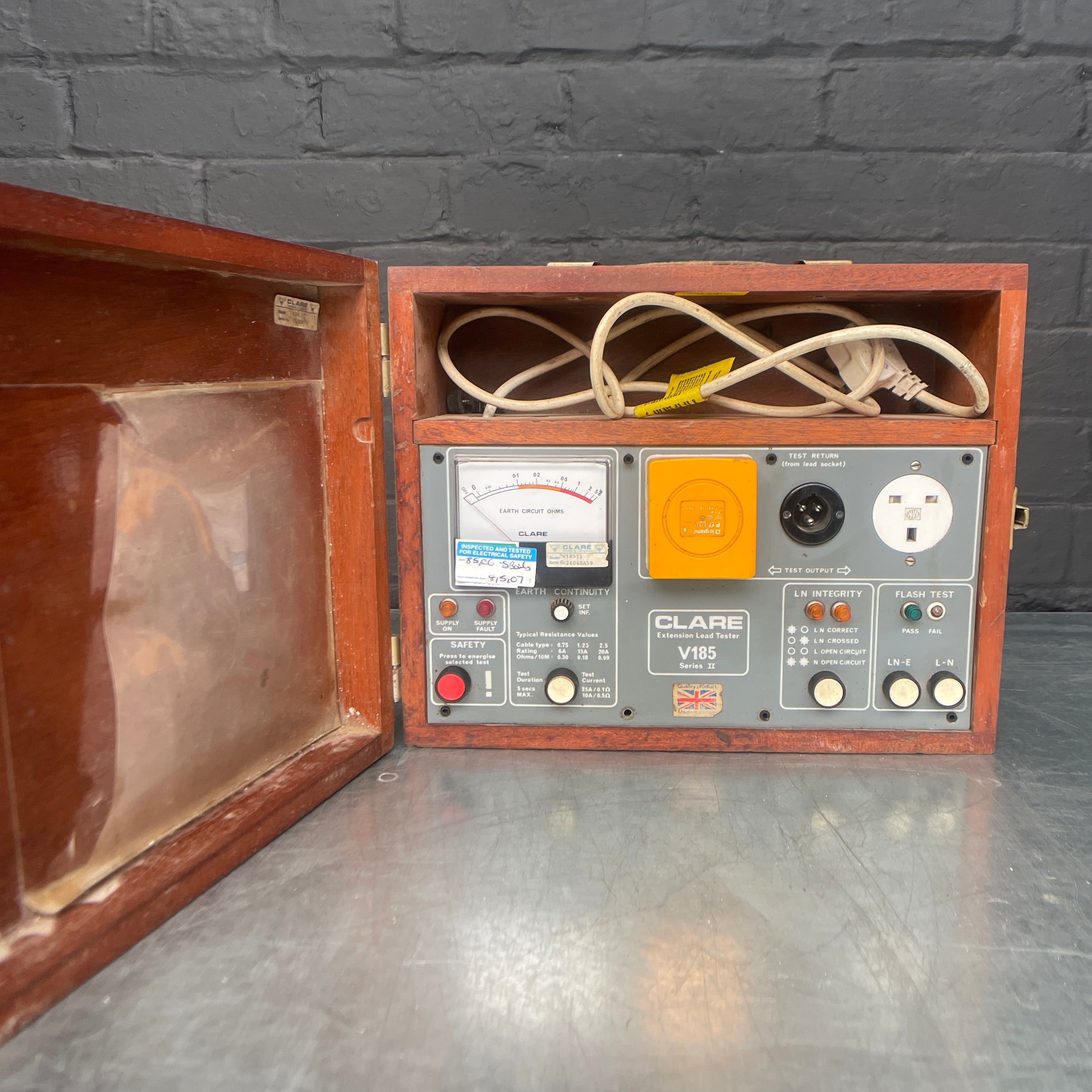 Extension lead tester electrical scientific Industrial powerhouse props prop rental hire vintage movie film set dec
