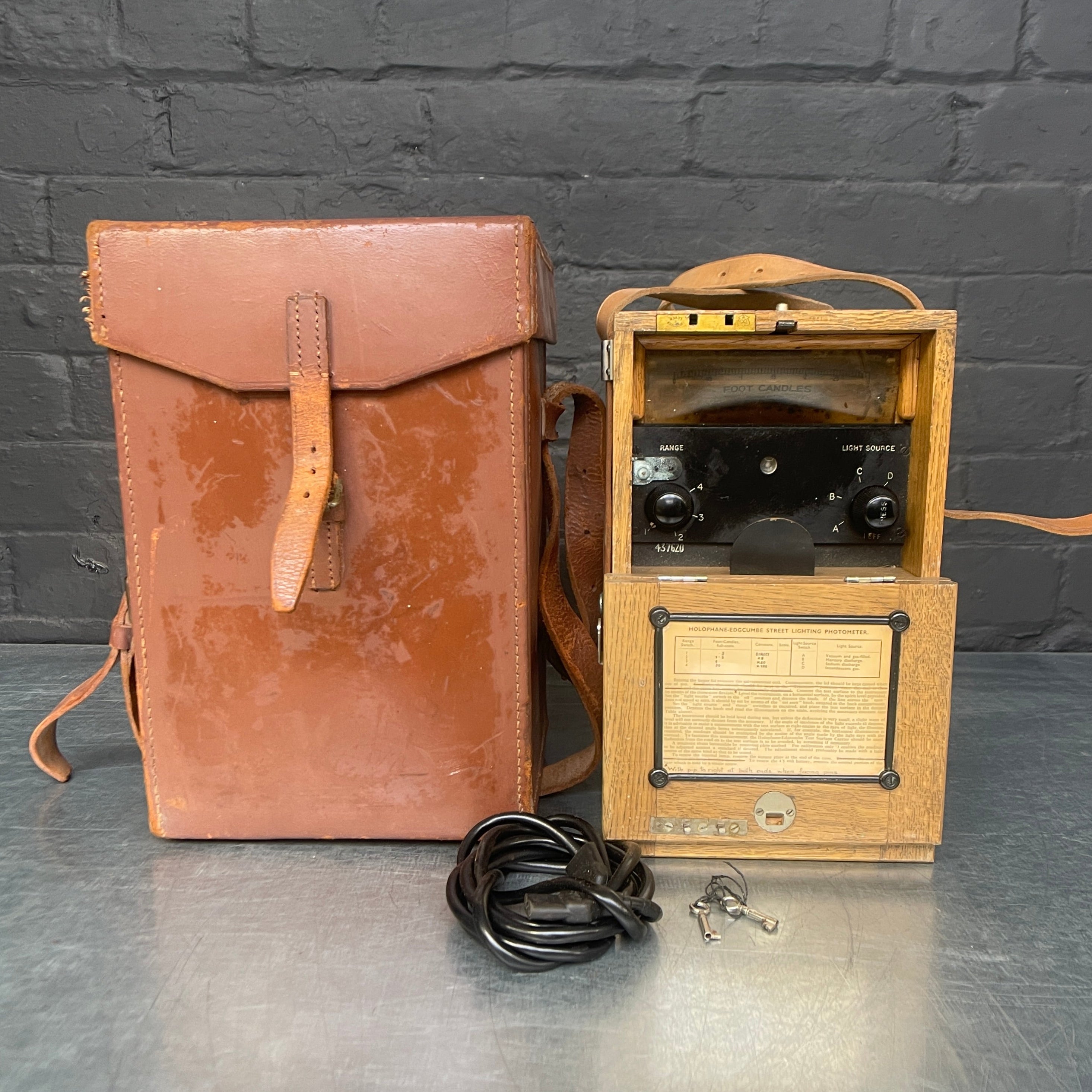 Holophane photo meter electrical scientific street light Industrial powerhouse props prop rental hire vintage movie film set dec