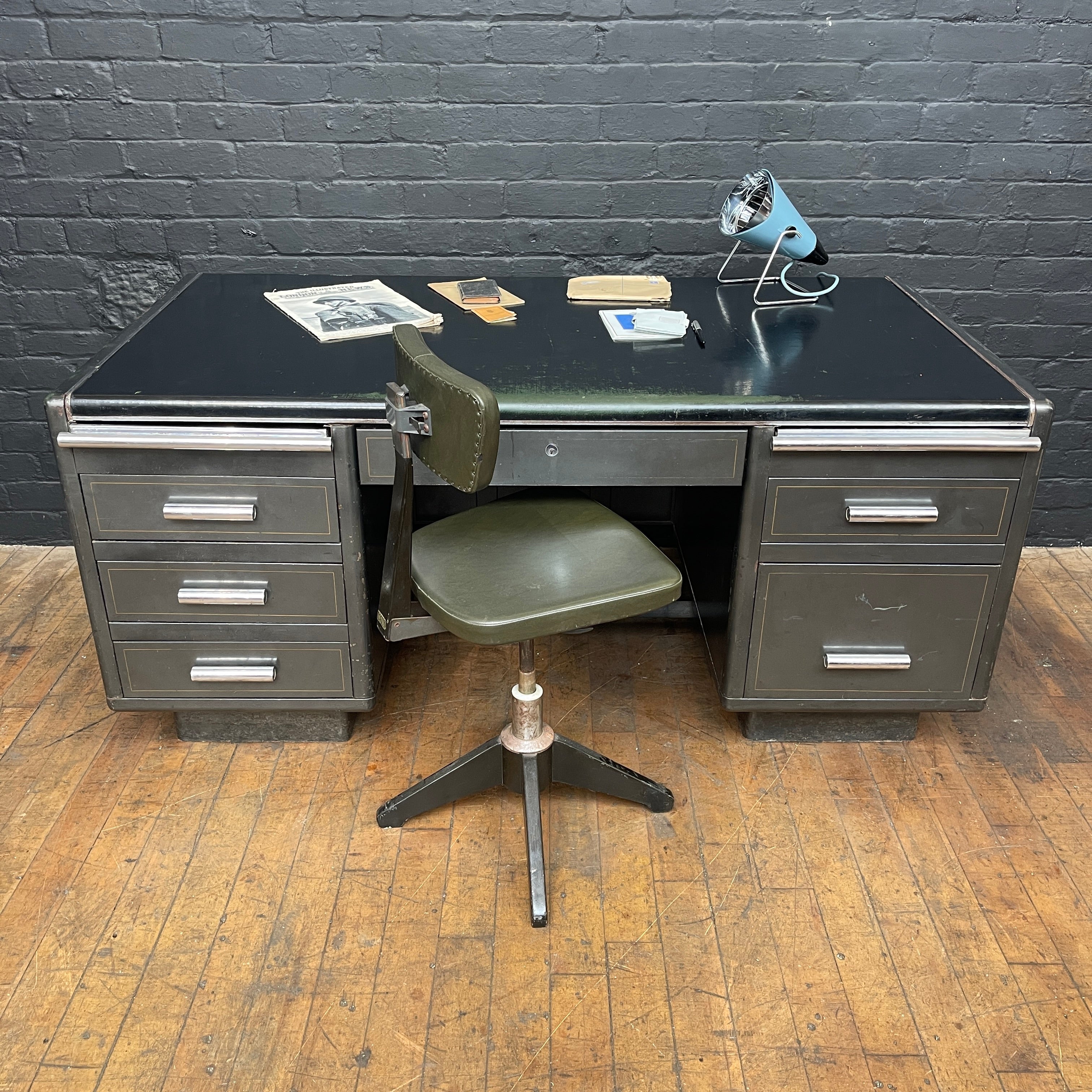 Double sided metal Milners desk Qty 1