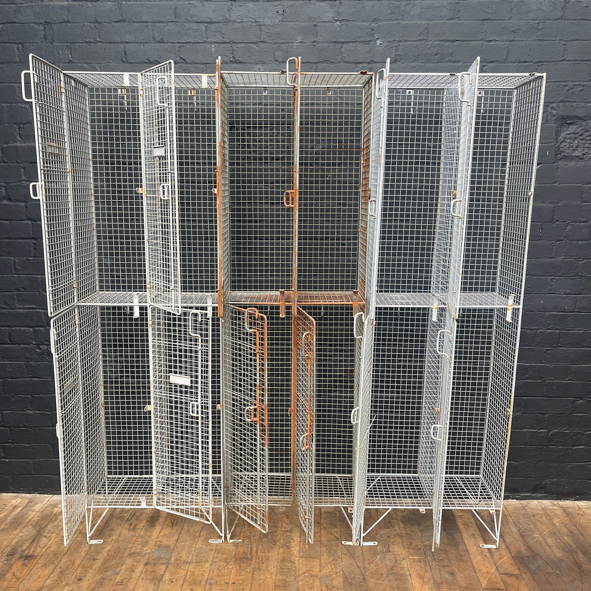 Industrial mesh wire lockers Qty 3