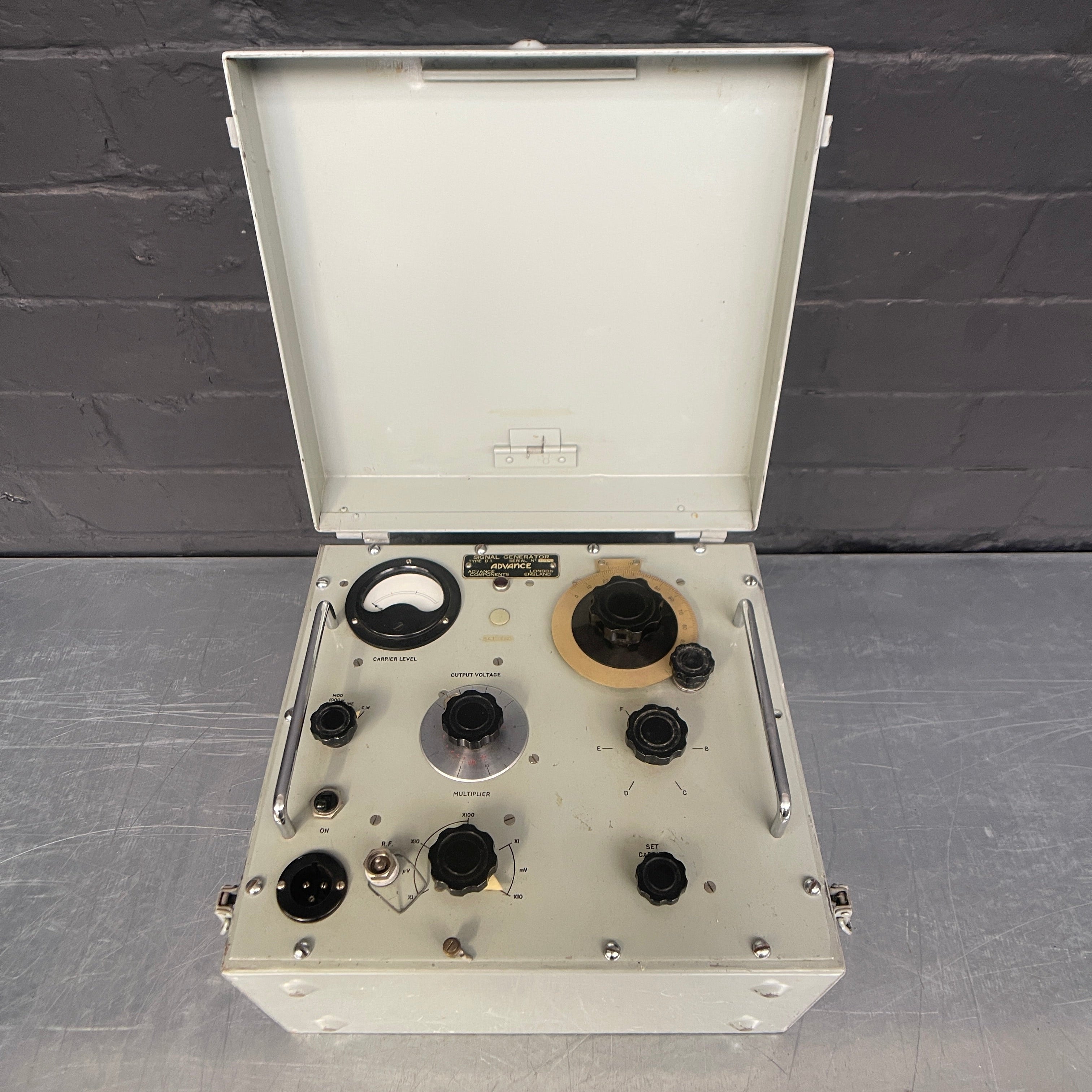 Industrial powerhouse props prop rental hire vintage movie film set dec Advance signal generator electrical