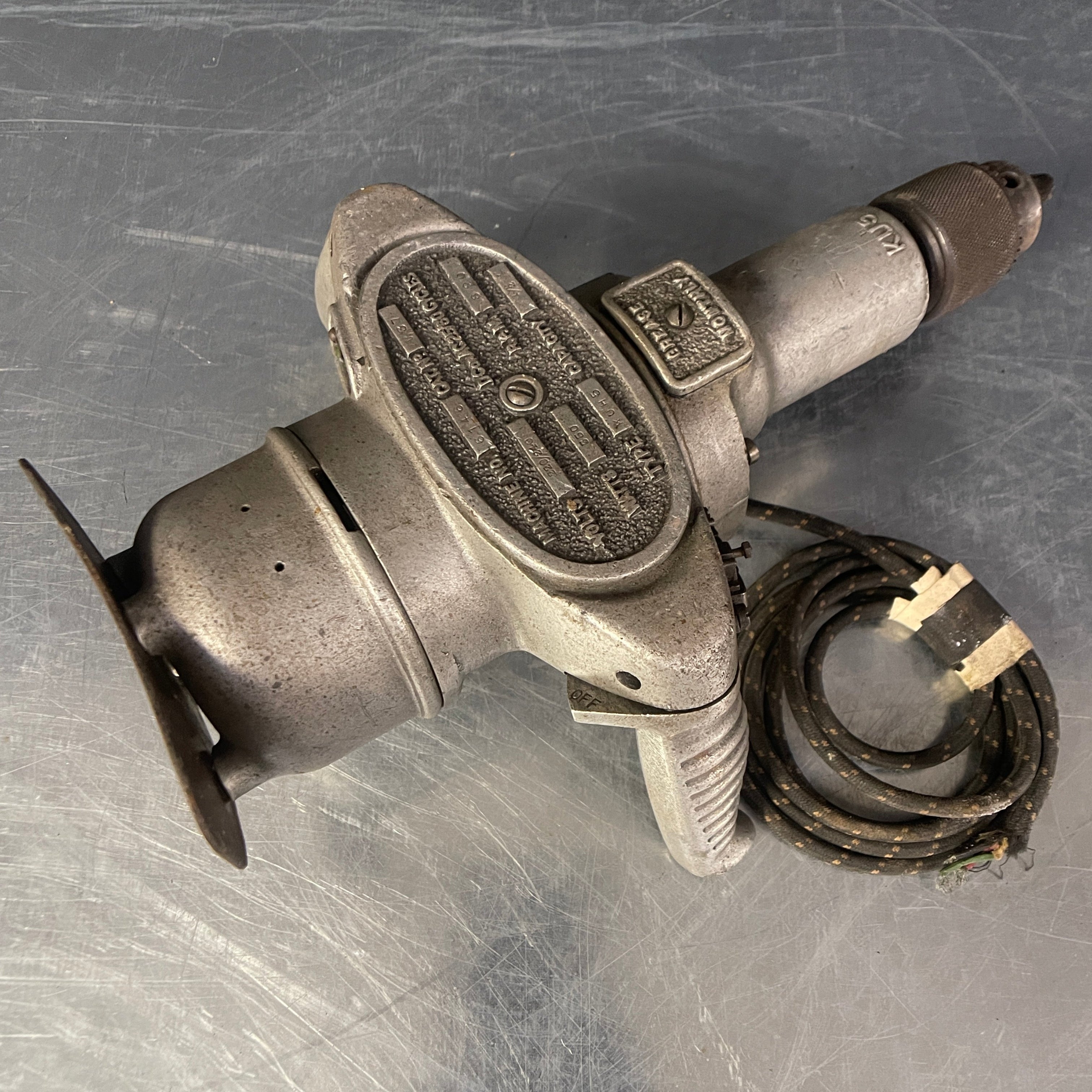 Industrial powerhouse props prop rental hire vintage movie film set dec Wolf heavy duty drill two handed