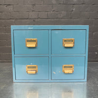 Industrial powerhouse props prop rental hire vintage movie film set dec blue metal drawers