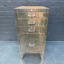 Industrial powerhouse props prop rental hire vintage movie film set dec eight drawers drawers filing index green cabinet