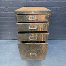 Industrial powerhouse props prop rental hire vintage movie film set dec eight drawers drawers filing index green cabinet rusty