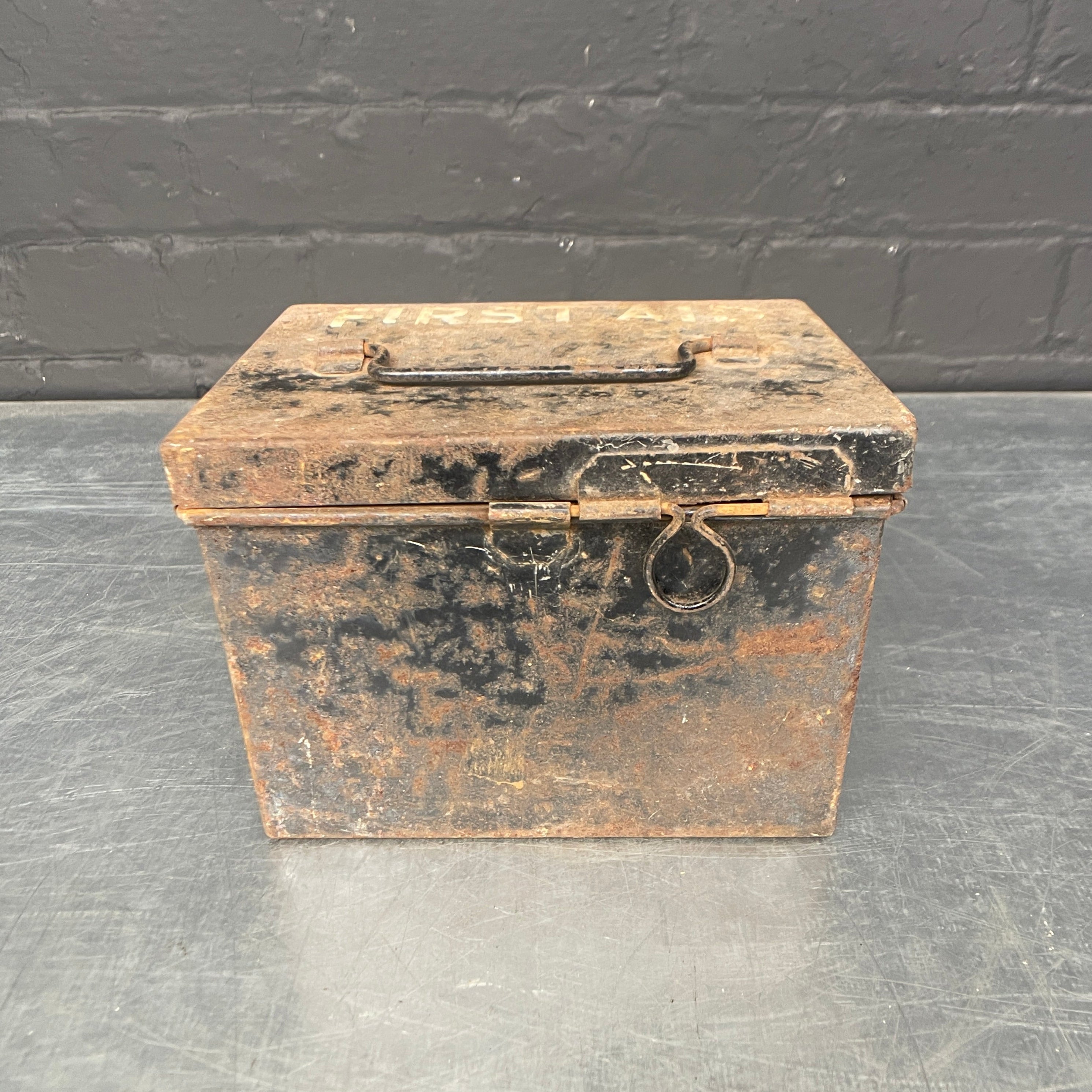 Industrial powerhouse props prop rental hire vintage movie film set dec first aid tin box
