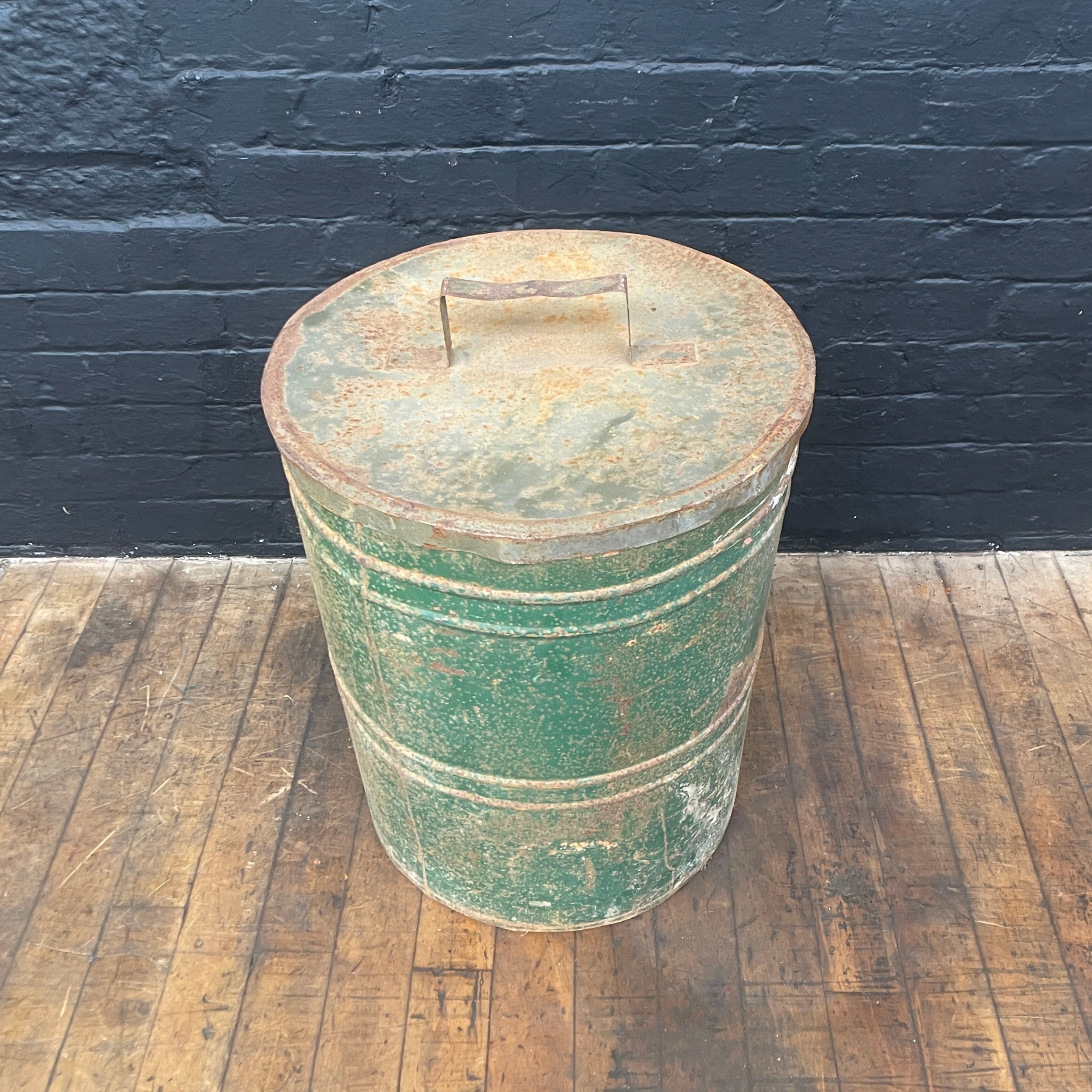 Industrial powerhouse props prop rental hire vintage movie film set dec green bin lid 1