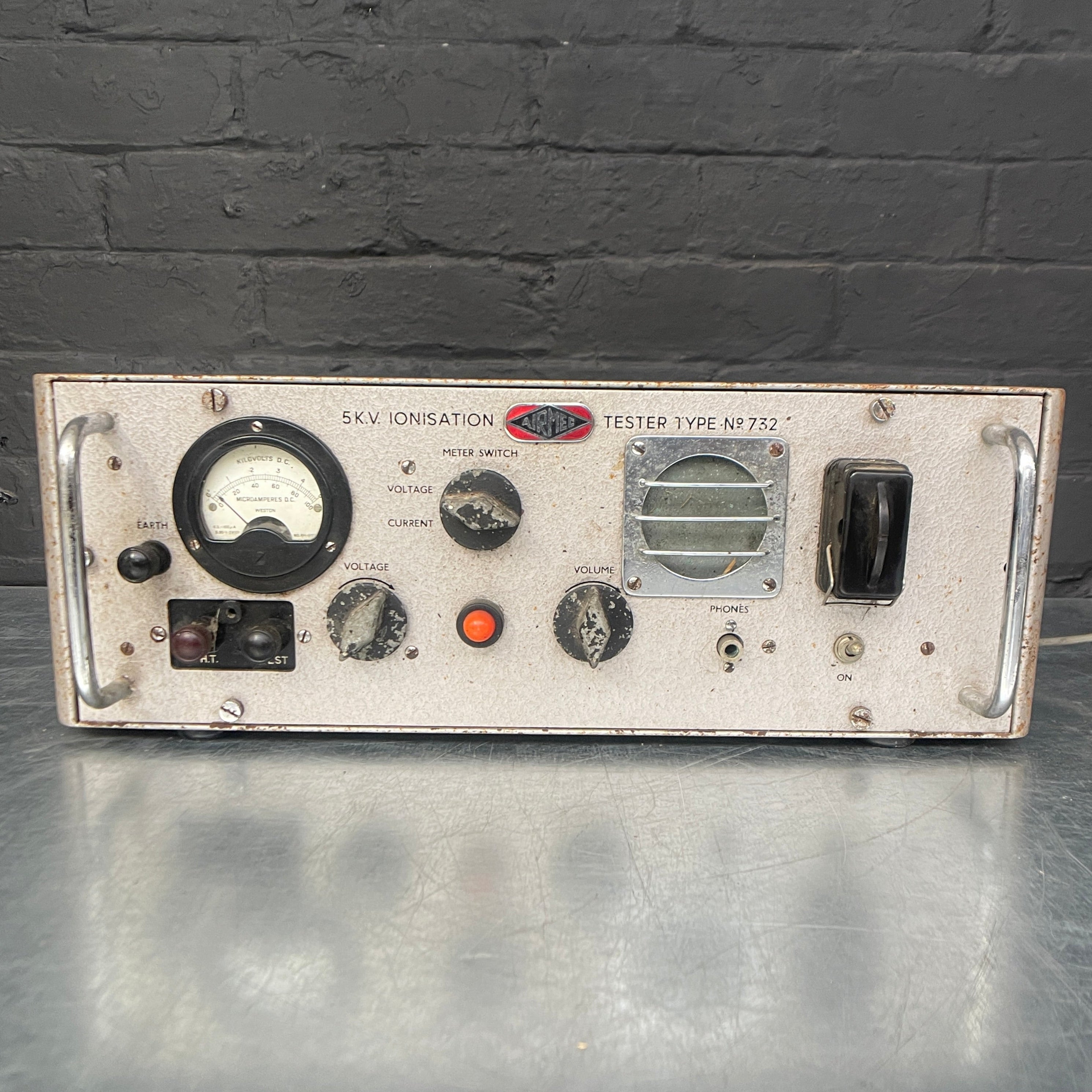 Industrial powerhouse props prop rental hire vintage movie film set dec ionisation tester Airmac electrical test kit equipment