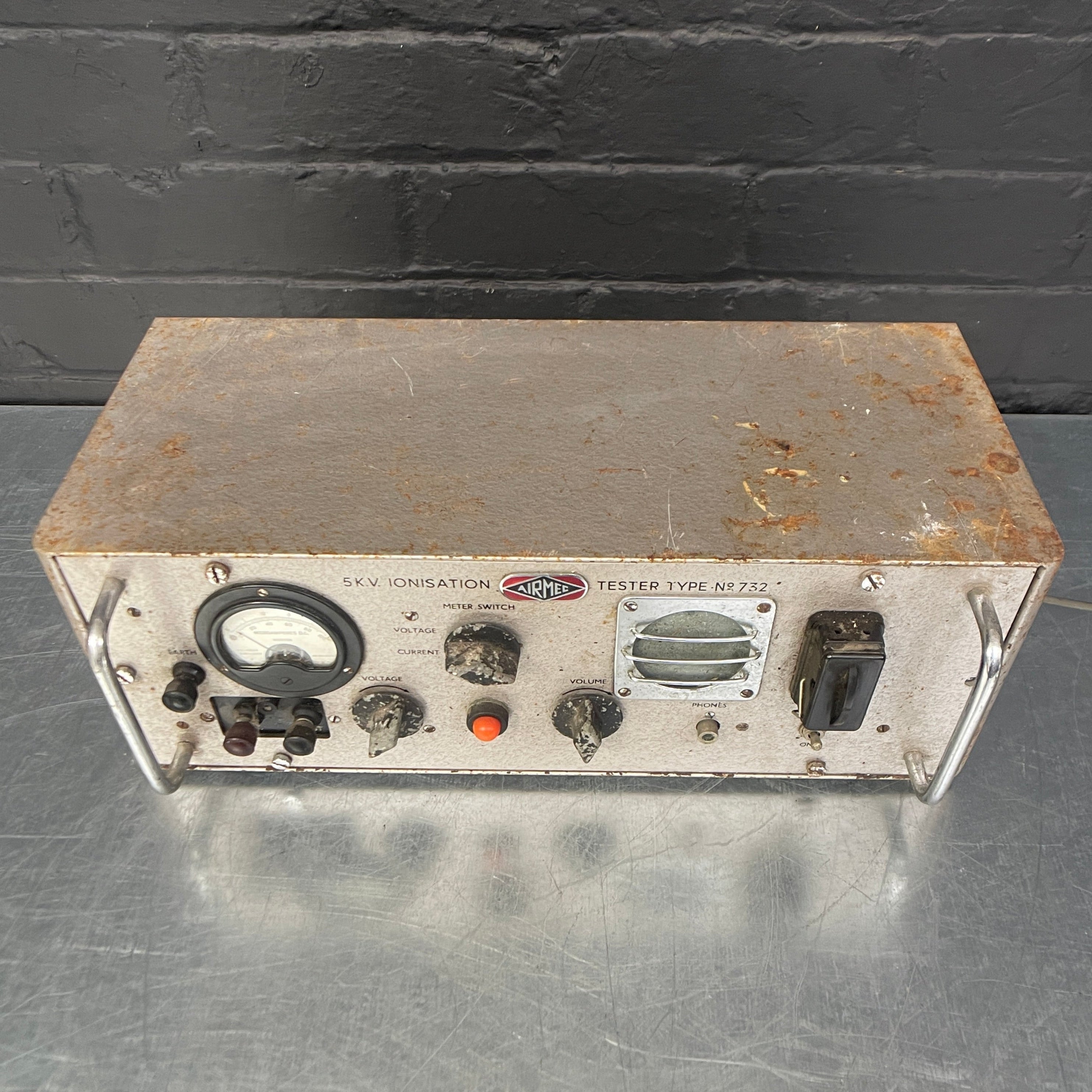 Industrial powerhouse props prop rental hire vintage movie film set dec ionisation tester Airmac electrical test kit equipment 1