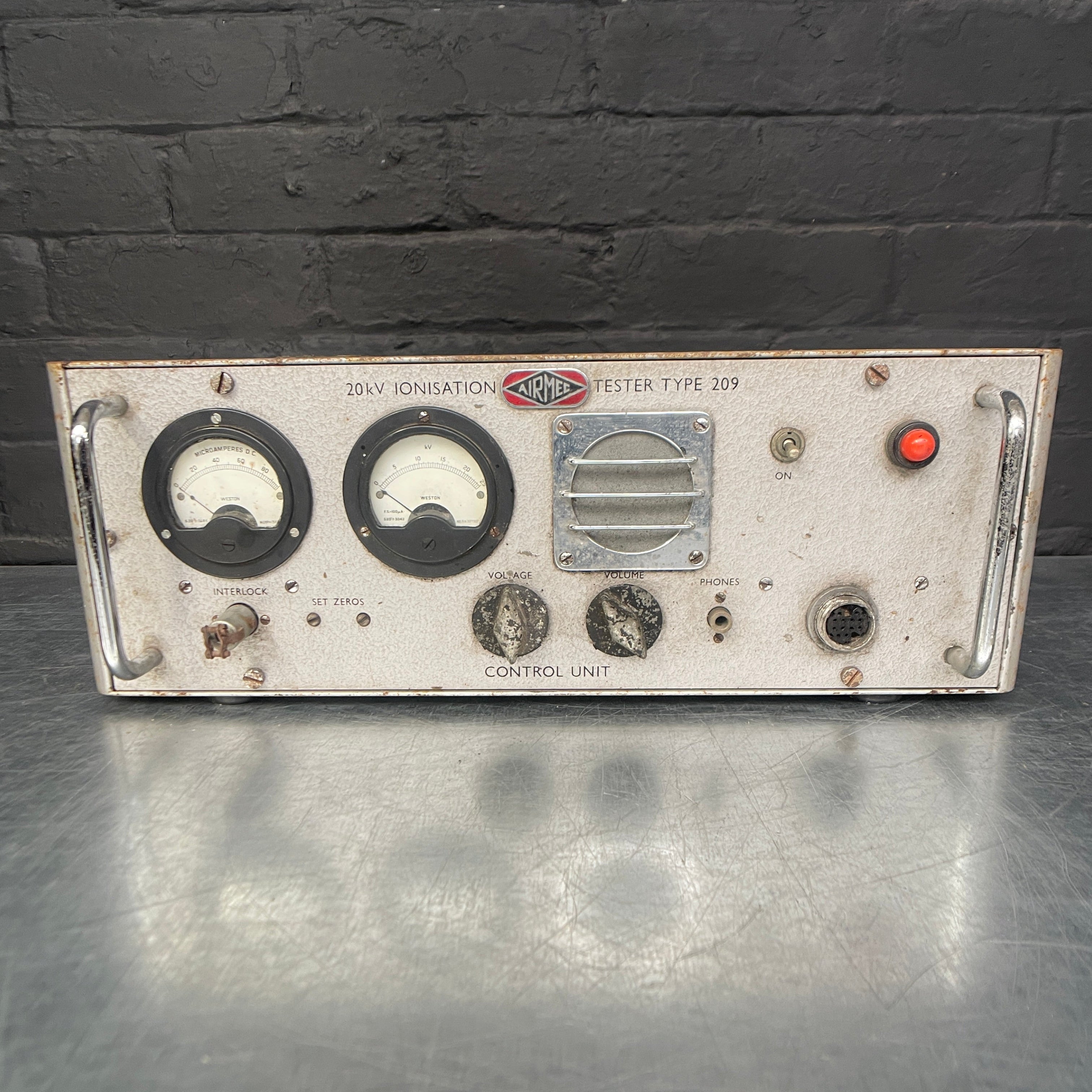 Industrial powerhouse props prop rental hire vintage movie film set dec ionisation tester Airmac electrical test kit equipment 4